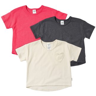 3-Pack Baby & Toddler Girls Ivory, Black, and Pink Short Sleeve Shirts