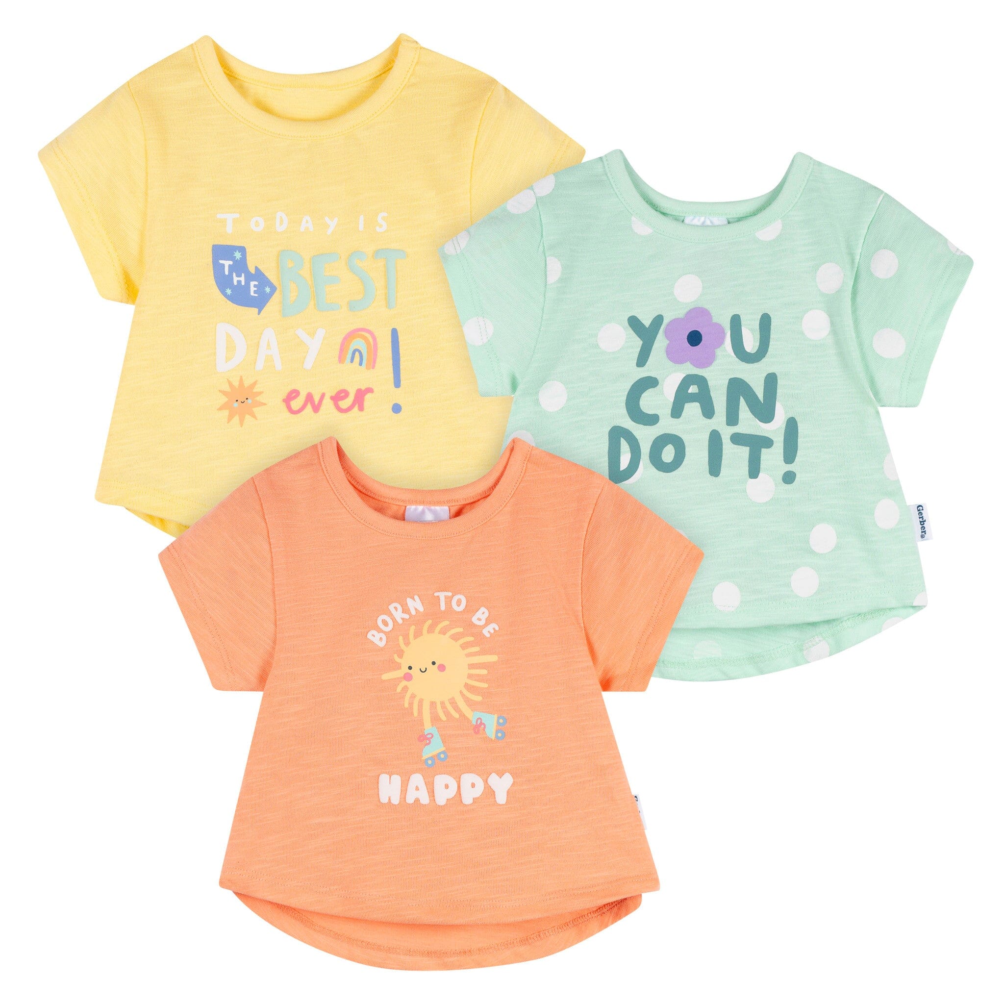 3-Pack Baby & Toddler Girls Best Day Ever Short Sleeve Graphic T-Shirts