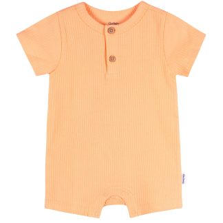 Baby Neutral Peach Short Sleeve Henley Romper