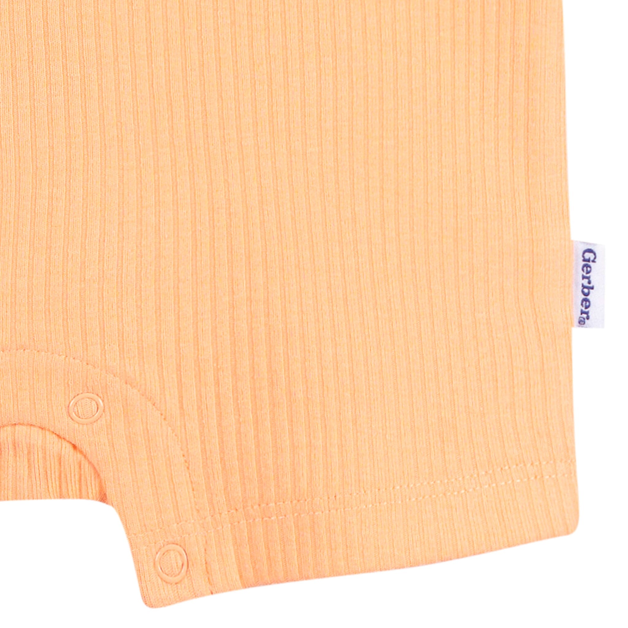 Baby Neutral Peach Short Sleeve Henley Romper - Image 4