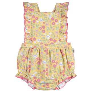 Baby Girls Yellow Floral Bubble Romper