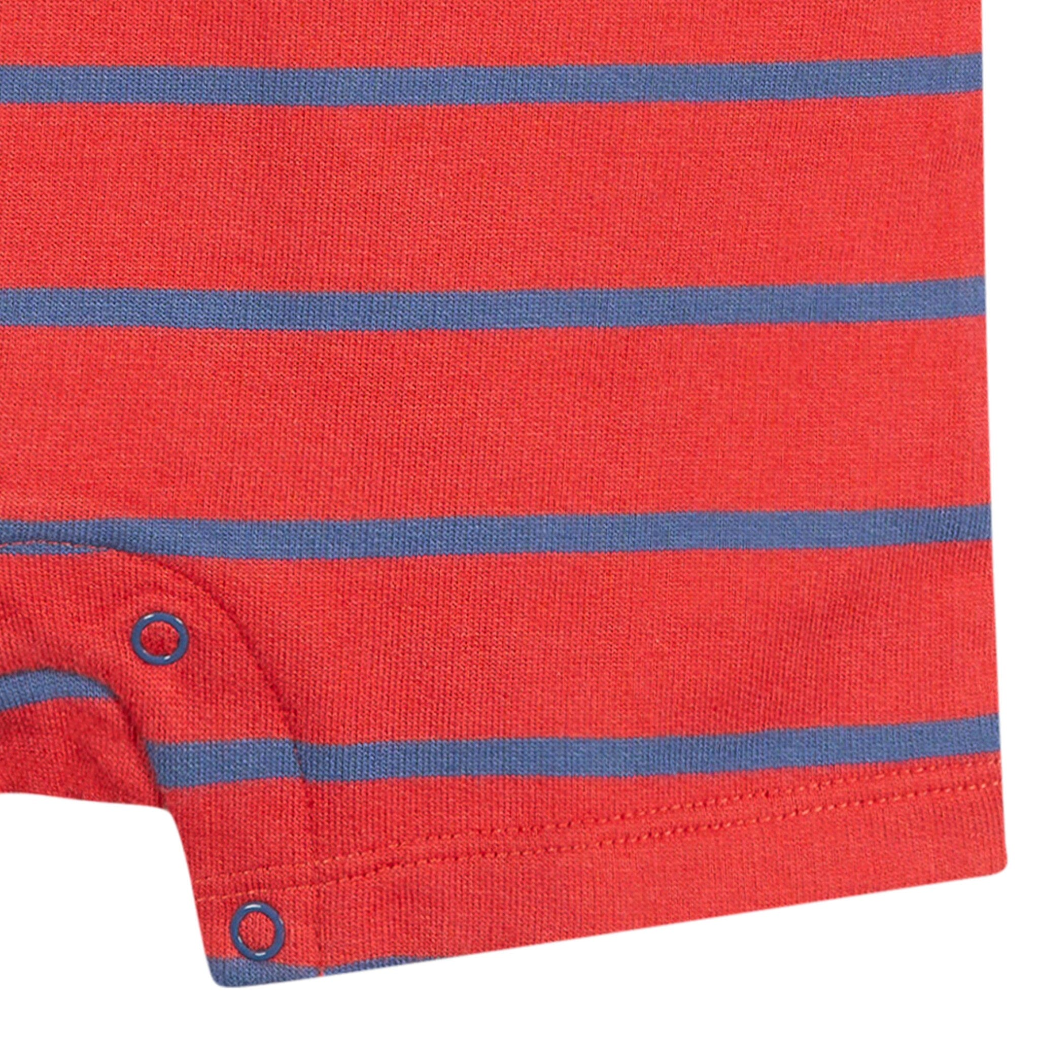 Baby Boys Red & Blue Stripe Collared Romper - Image 5