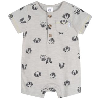 Baby Boys Puppy Dog Faces Short Sleeve Romper