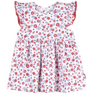 Baby Girls Red, White, & Blue Floral Dress