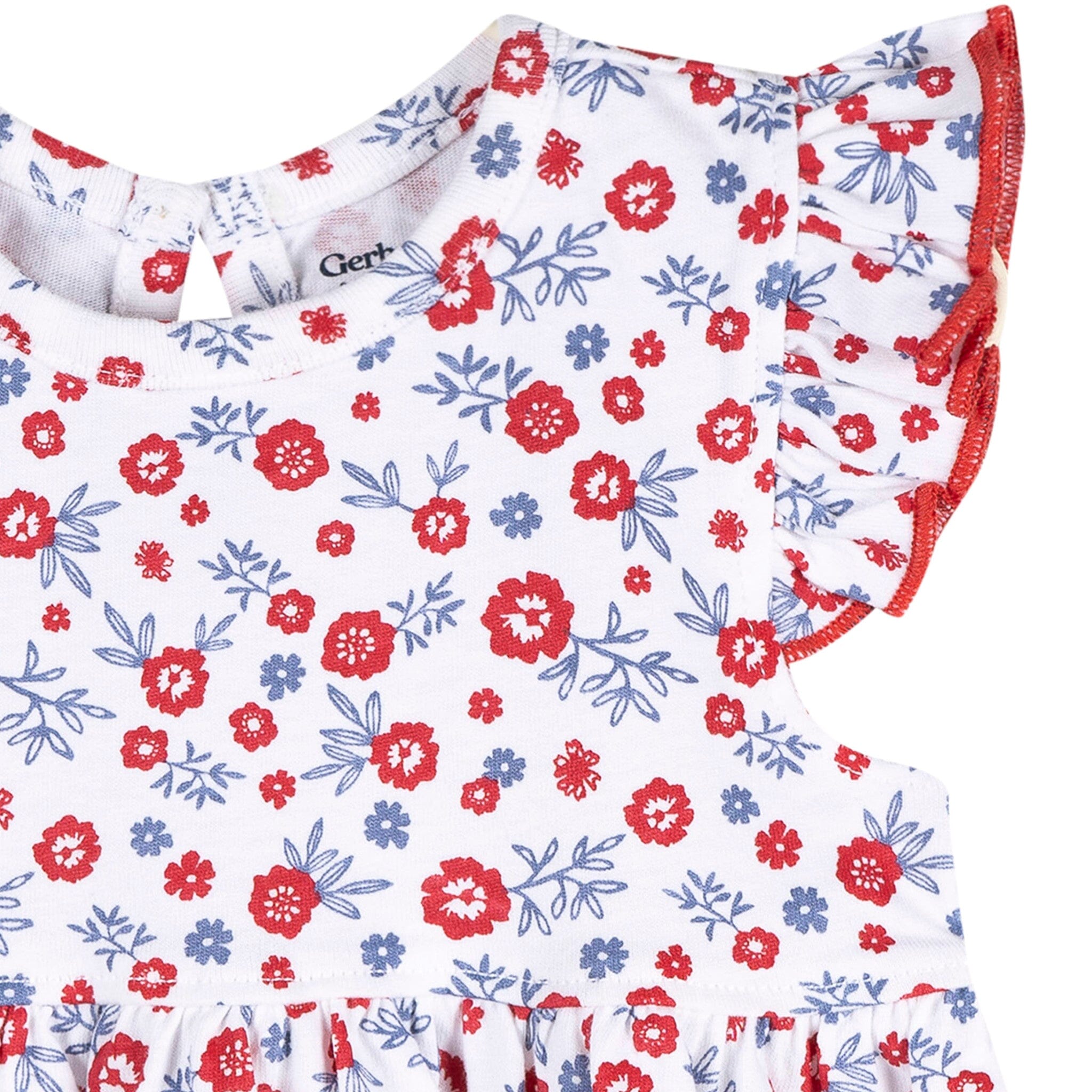 Baby Girls Red, White, & Blue Floral Dress - Image 5