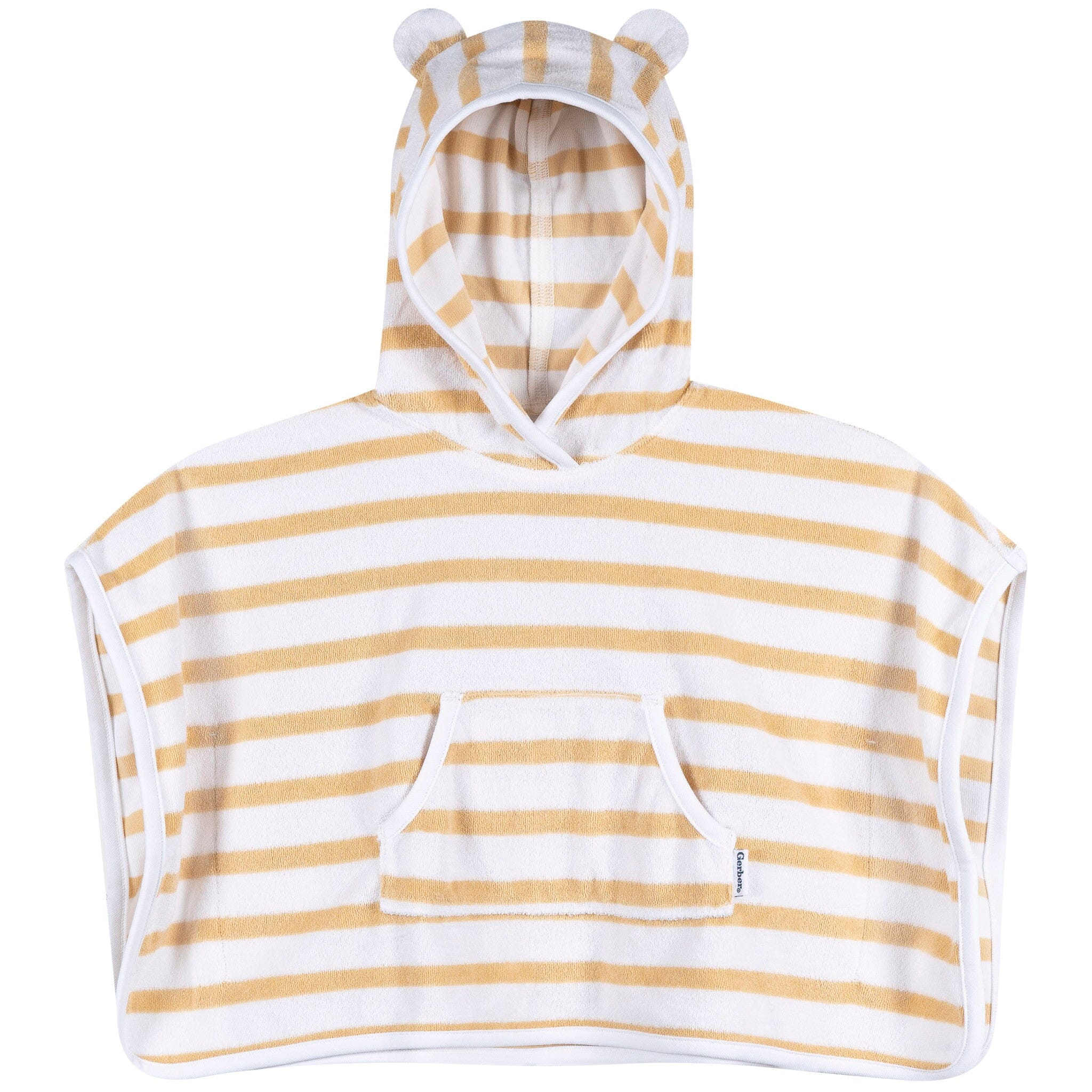 Baby Neutral Tan Stripe Hooded Swim Coverup - Image 3
