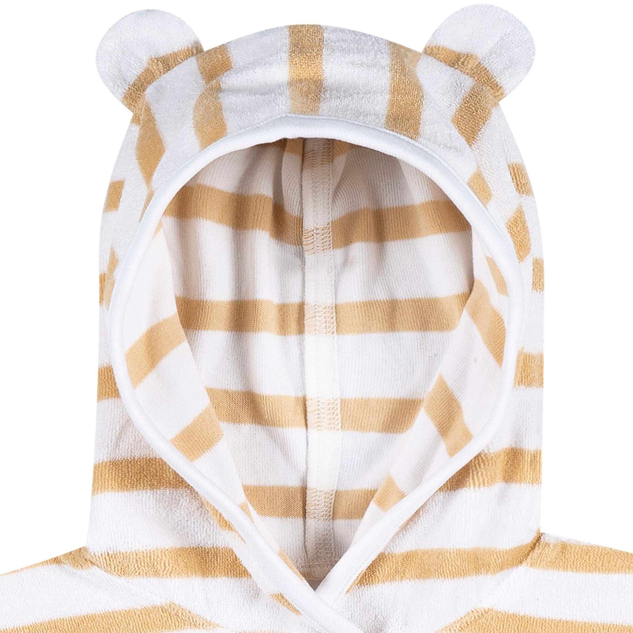 Baby Neutral Tan Stripe Hooded Swim Coverup - Image 4