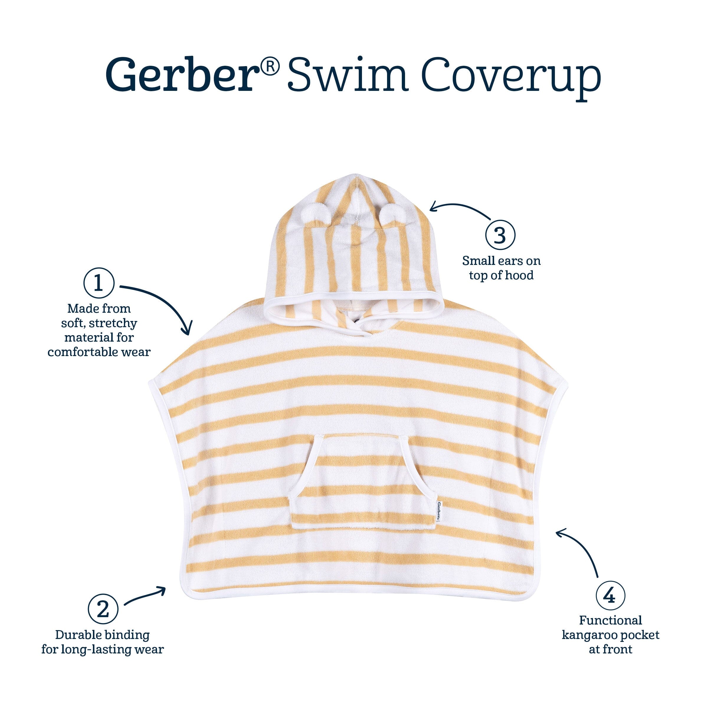 Baby Neutral Tan Stripe Hooded Swim Coverup - Image 8