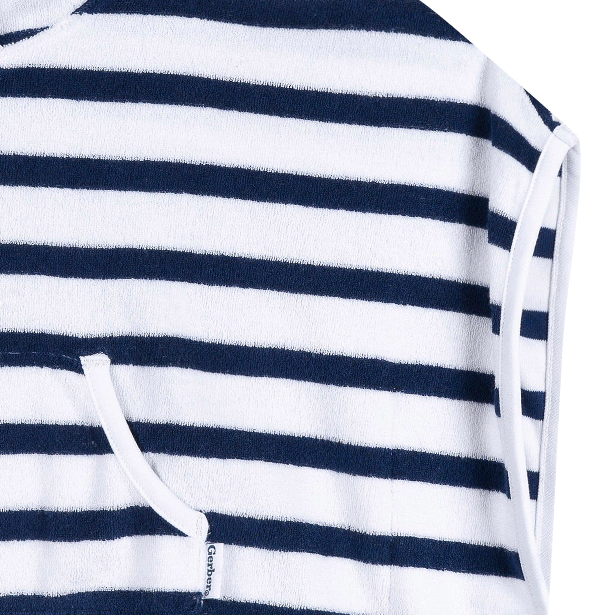 Baby & Toddler Neutral Navy Stripe Hooded Swim Coverup - Image 6