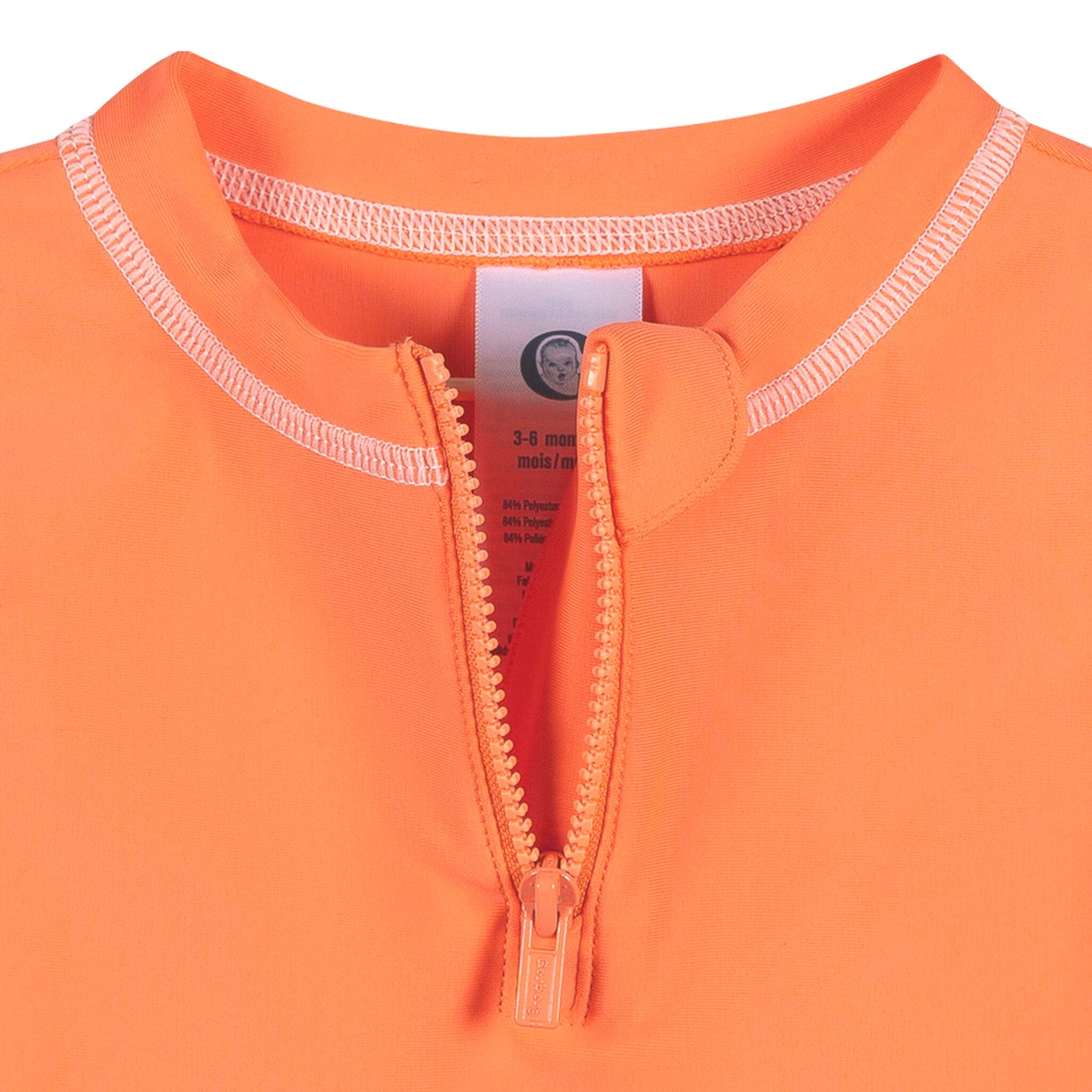 Baby & Toddler Neutral UPF 50+ Melon Orange Half Zip Rash Guard - Image 3