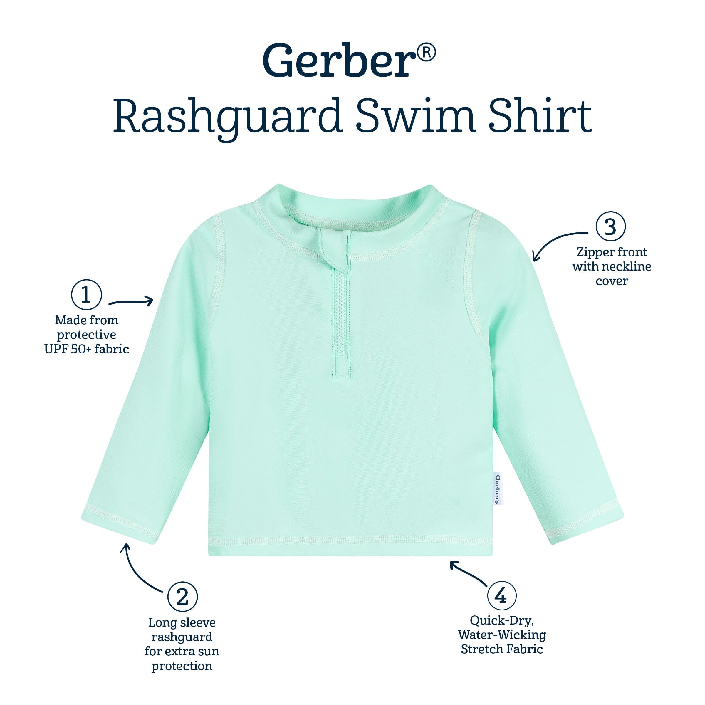 Baby & Toddler Neutral UPF 50+ Green Half Zip Rash Guard - Image 8