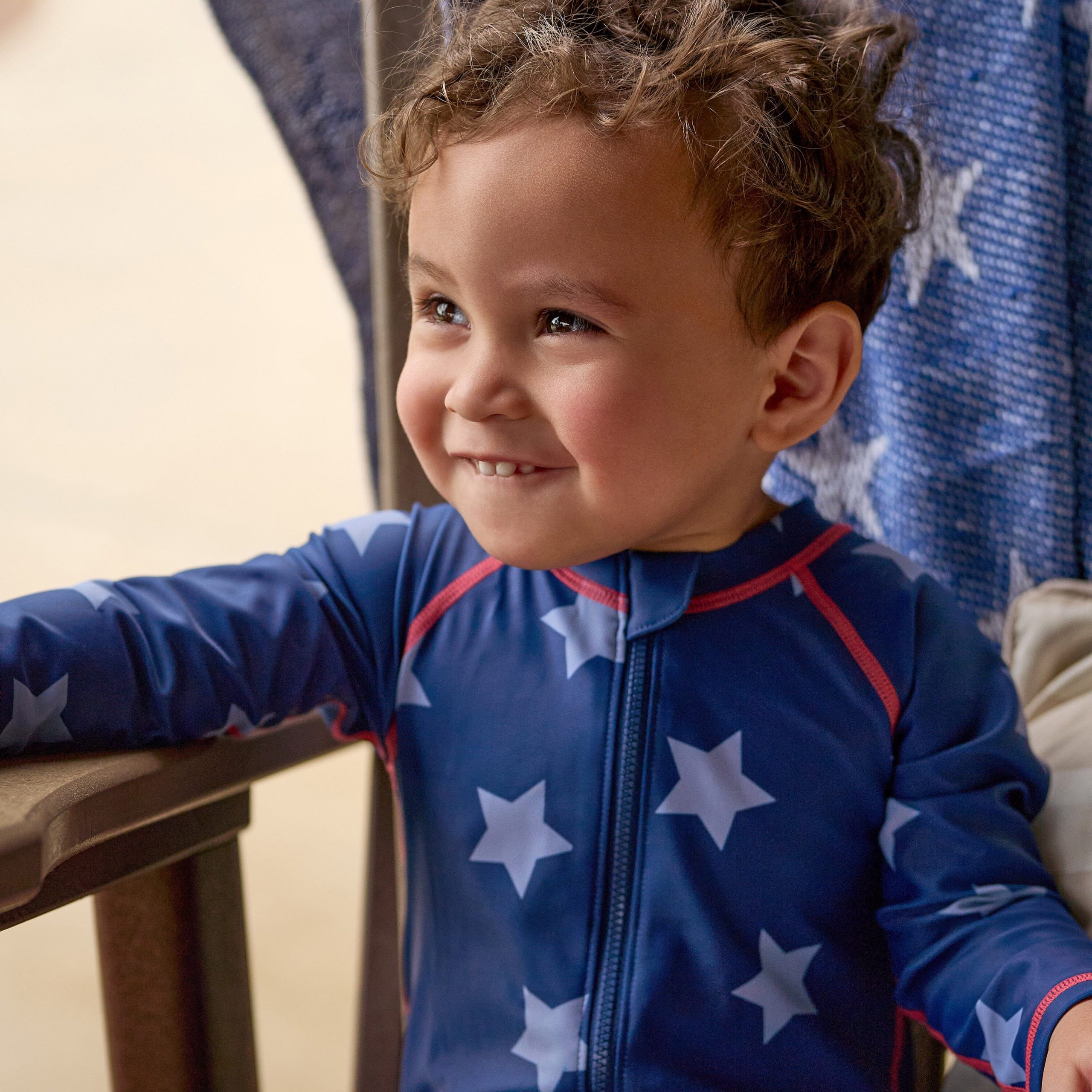 Baby Boys UPF 50+ Blue Stars Long Sleeve Rash Guard - Image 3