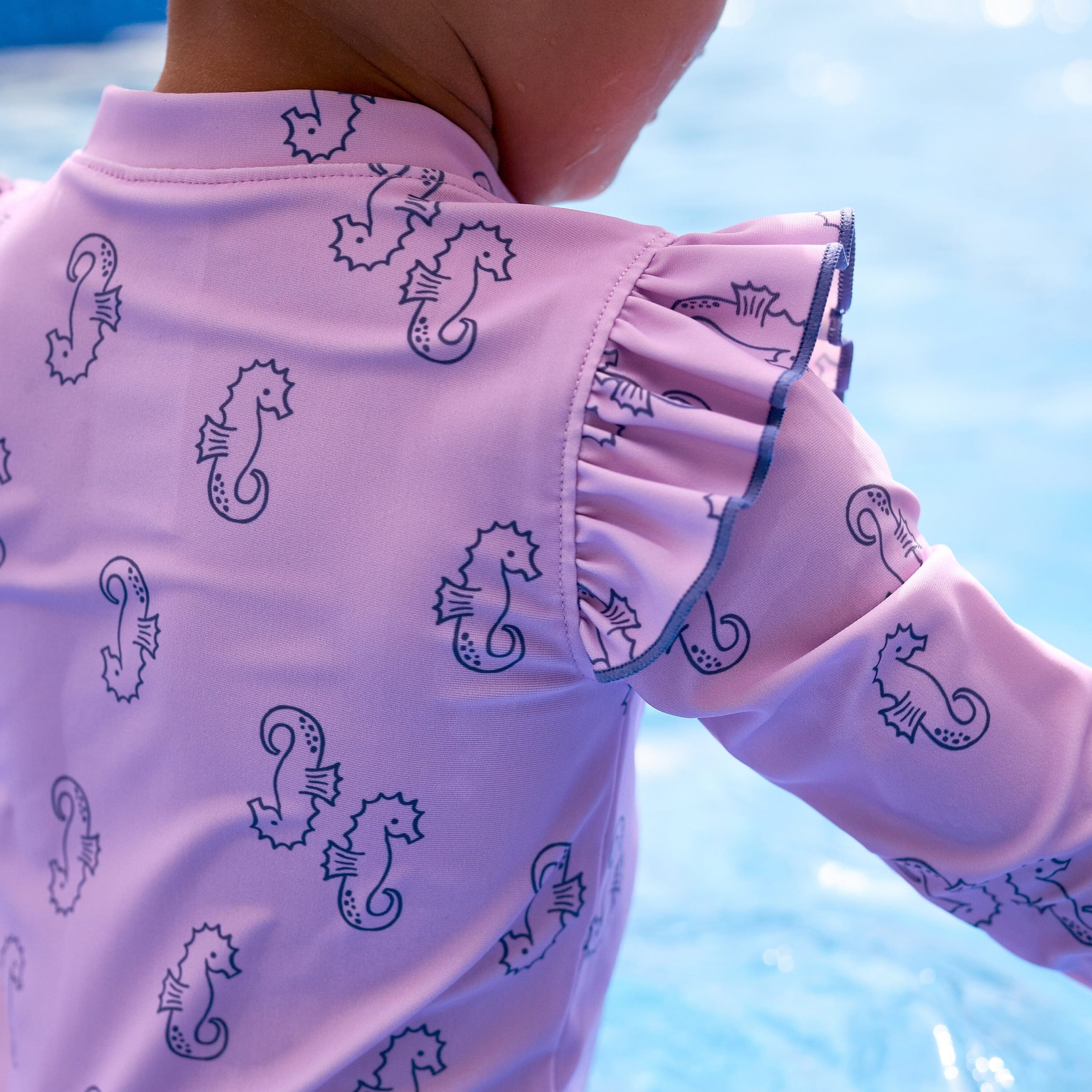 Baby Girls UPF 50+ Purple Seahorses Rash Guard - Image 3