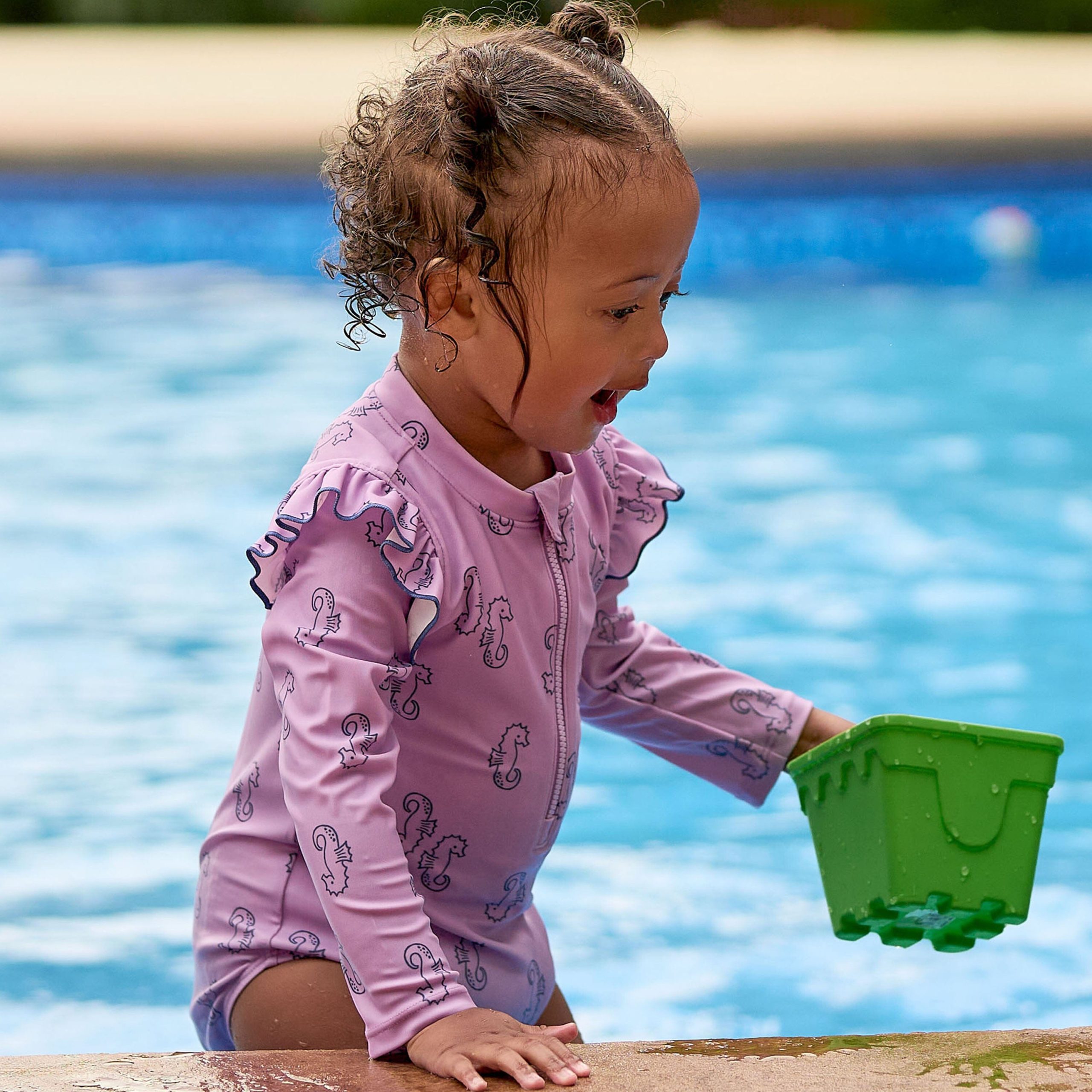 Baby Girls UPF 50+ Purple Seahorses Rash Guard - Image 4