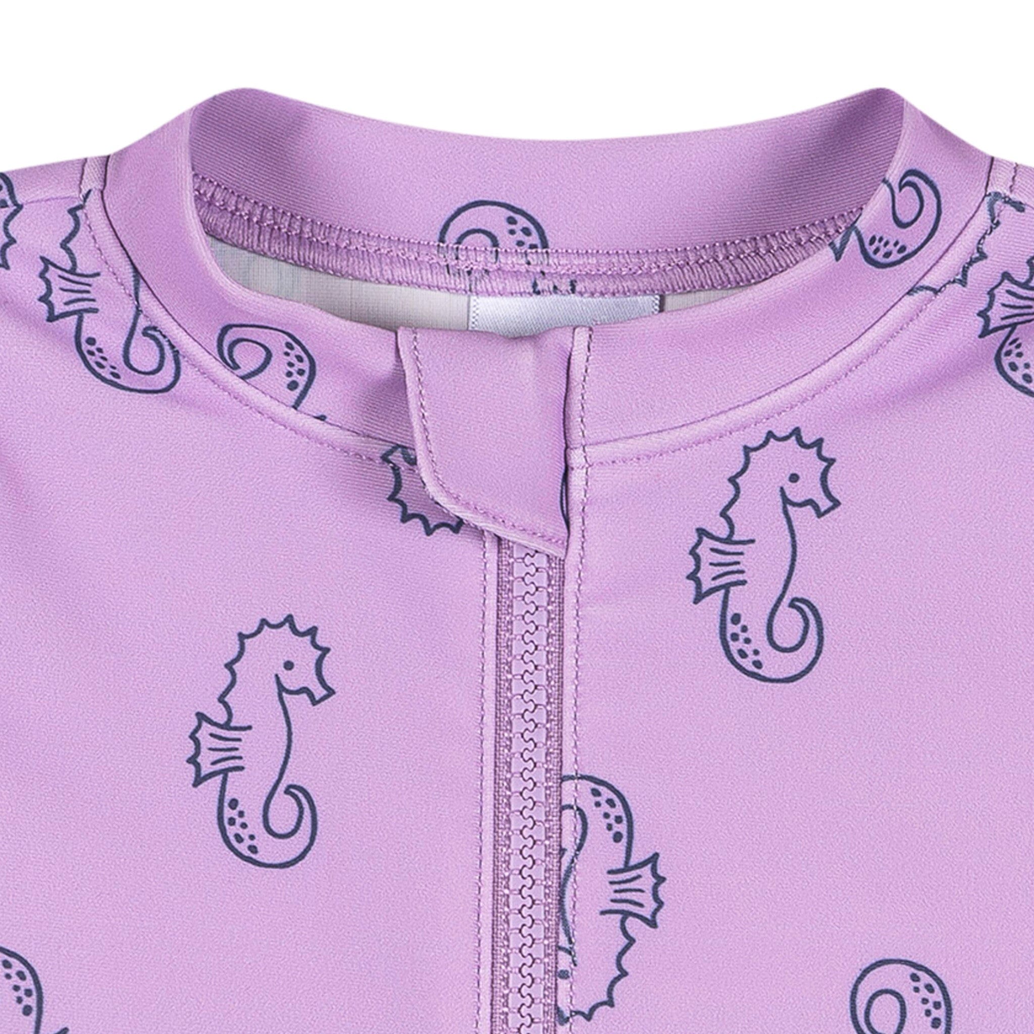 Baby Girls UPF 50+ Purple Seahorses Rash Guard - Image 5