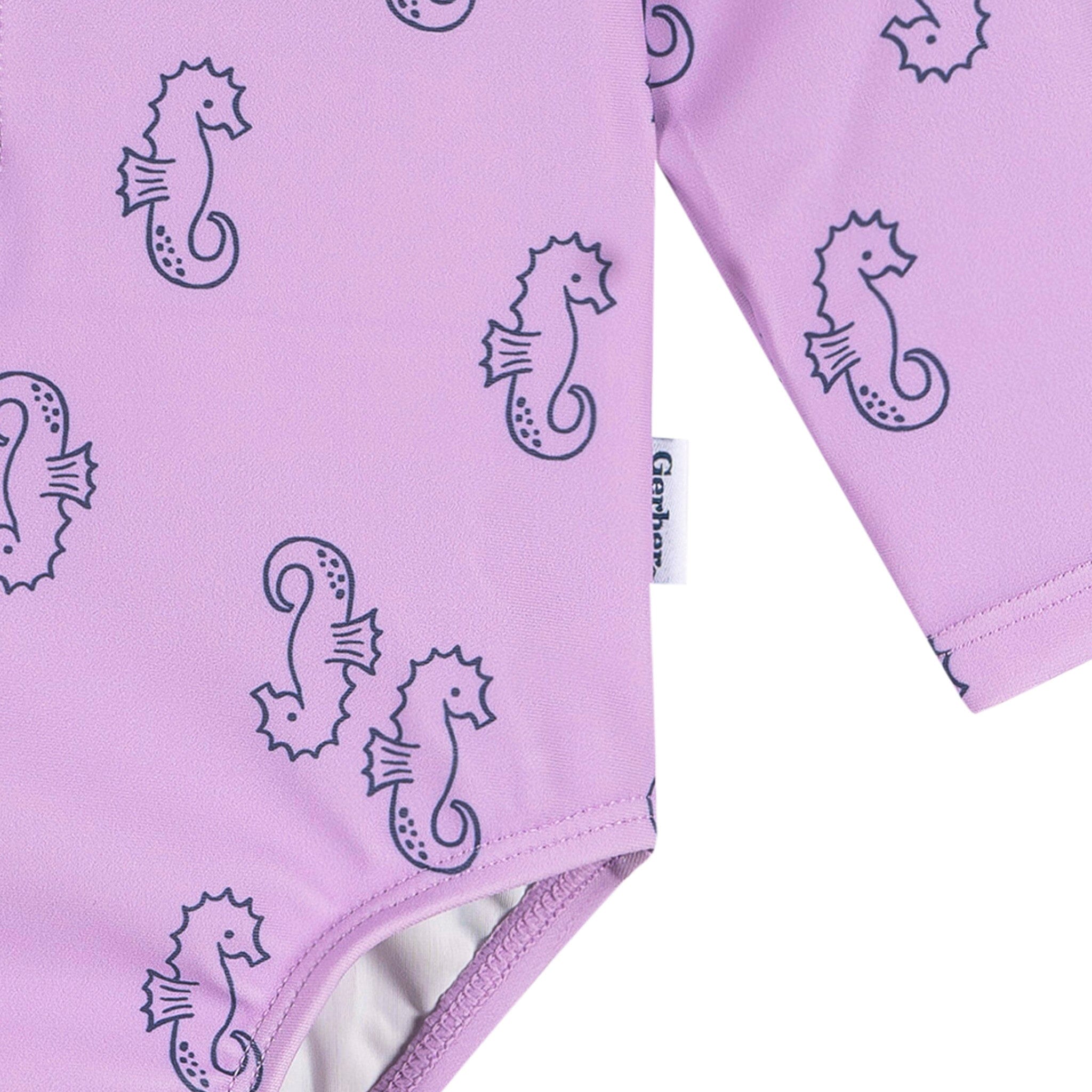 Baby Girls UPF 50+ Purple Seahorses Rash Guard - Image 7