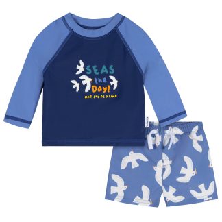 2-Piece Baby & Toddler Boys UPF 50+ Seagulls Rash Guard & Swim Trunks Set