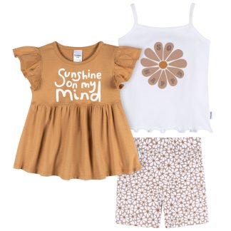 3-Piece Infant & Toddler Girls Daisy Sunshine T-Shirts & Shorts