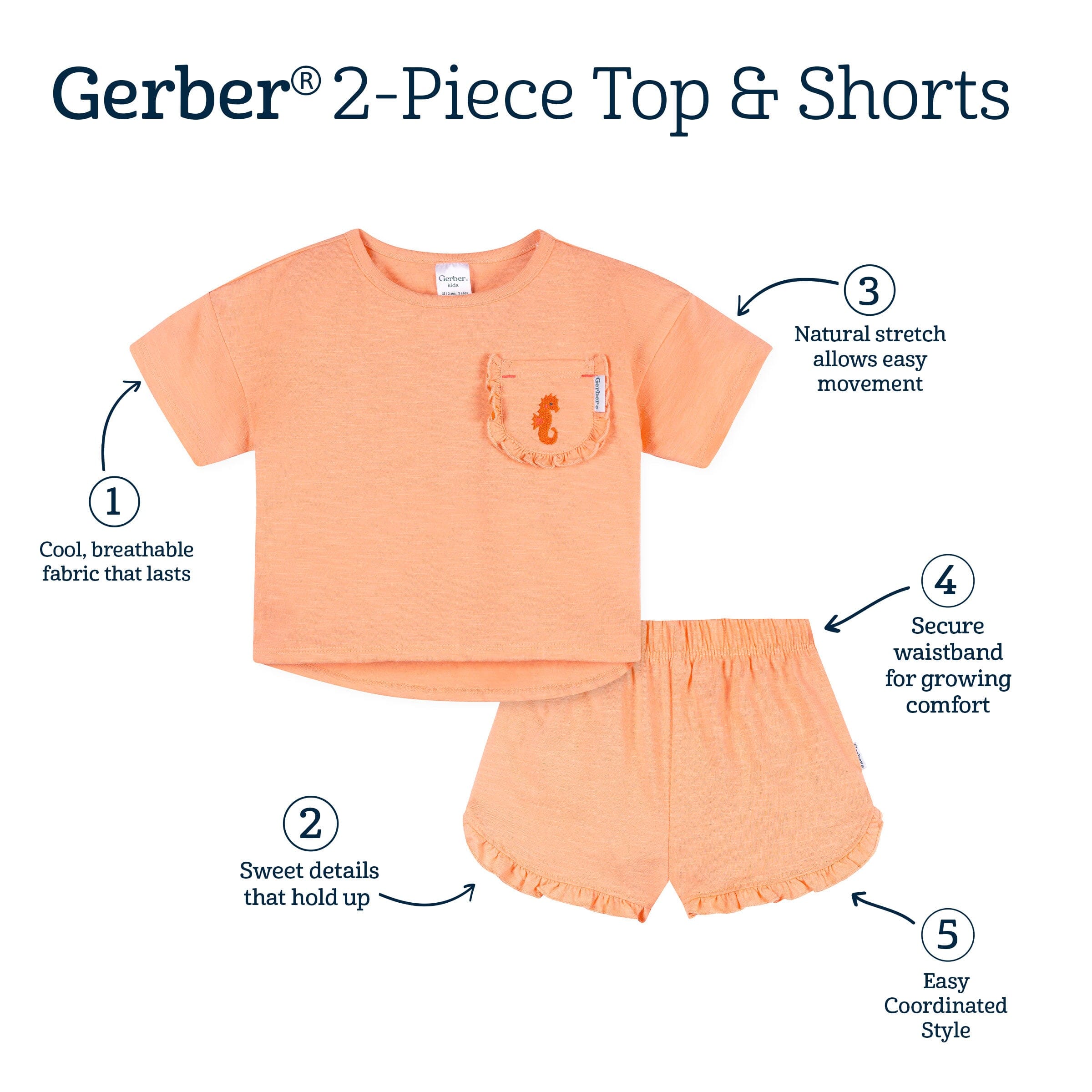 2-Piece Infant & Toddler Girls Seahorse Pocket Tee and Shorts Set - Image 11