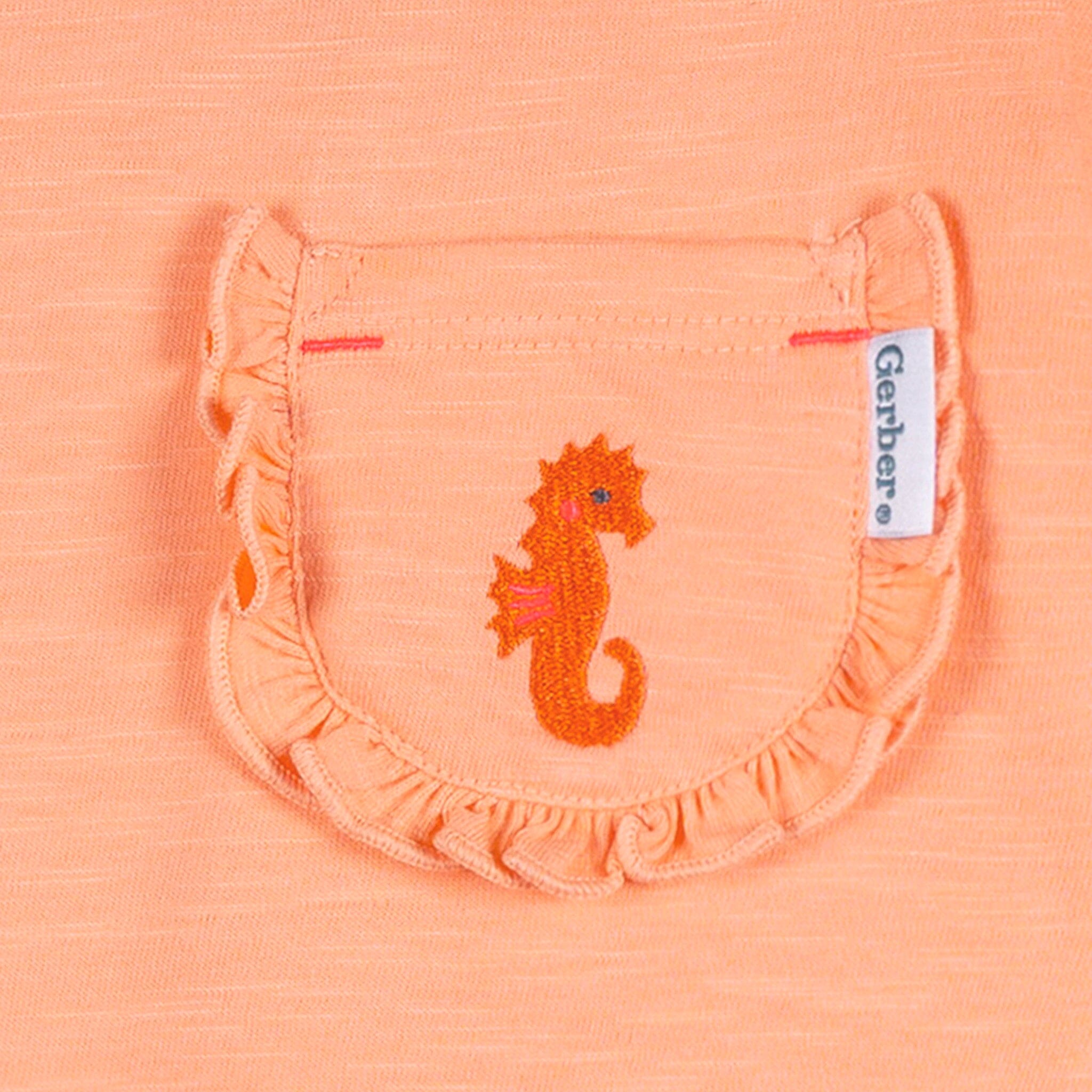 2-Piece Infant & Toddler Girls Seahorse Pocket Tee and Shorts Set - Image 7