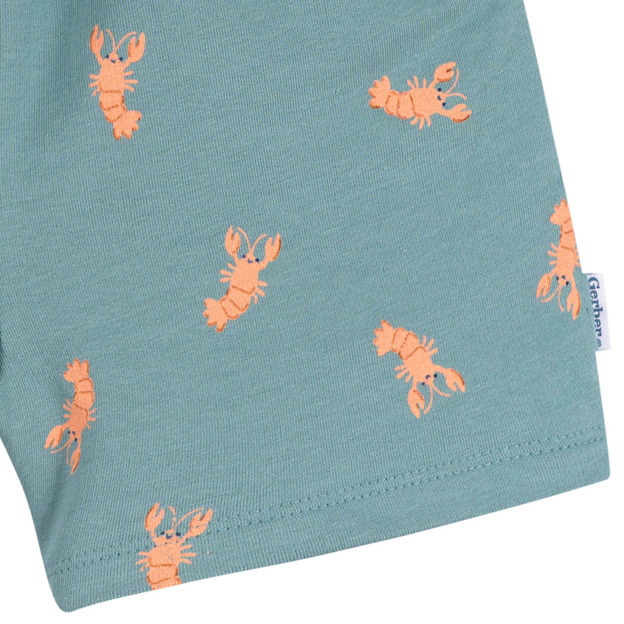 2-Piece Infant & Toddler Boys Peach Lobster Henley Top and Shorts Set - Image 11