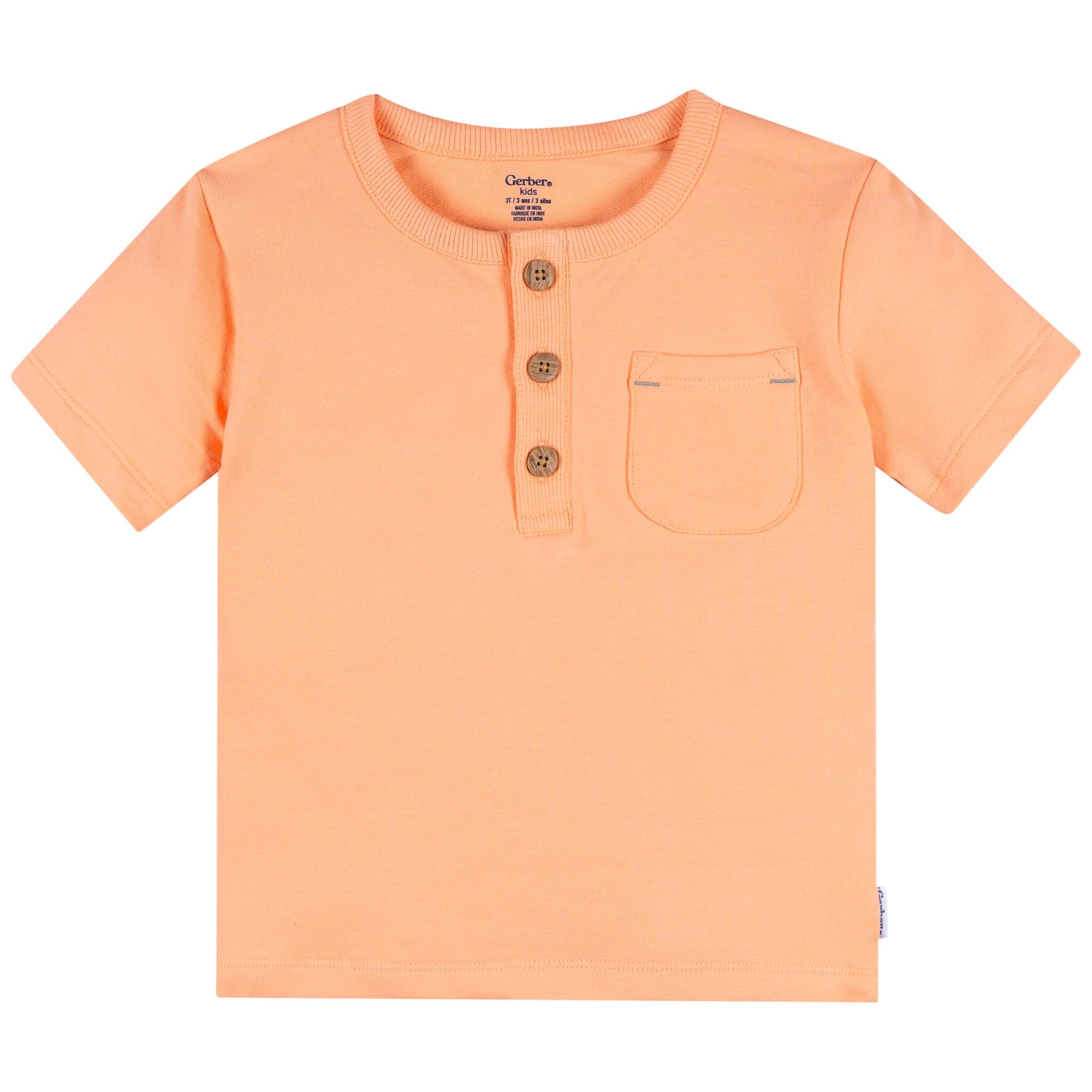 2-Piece Infant & Toddler Boys Peach Lobster Henley Top and Shorts Set - Image 6