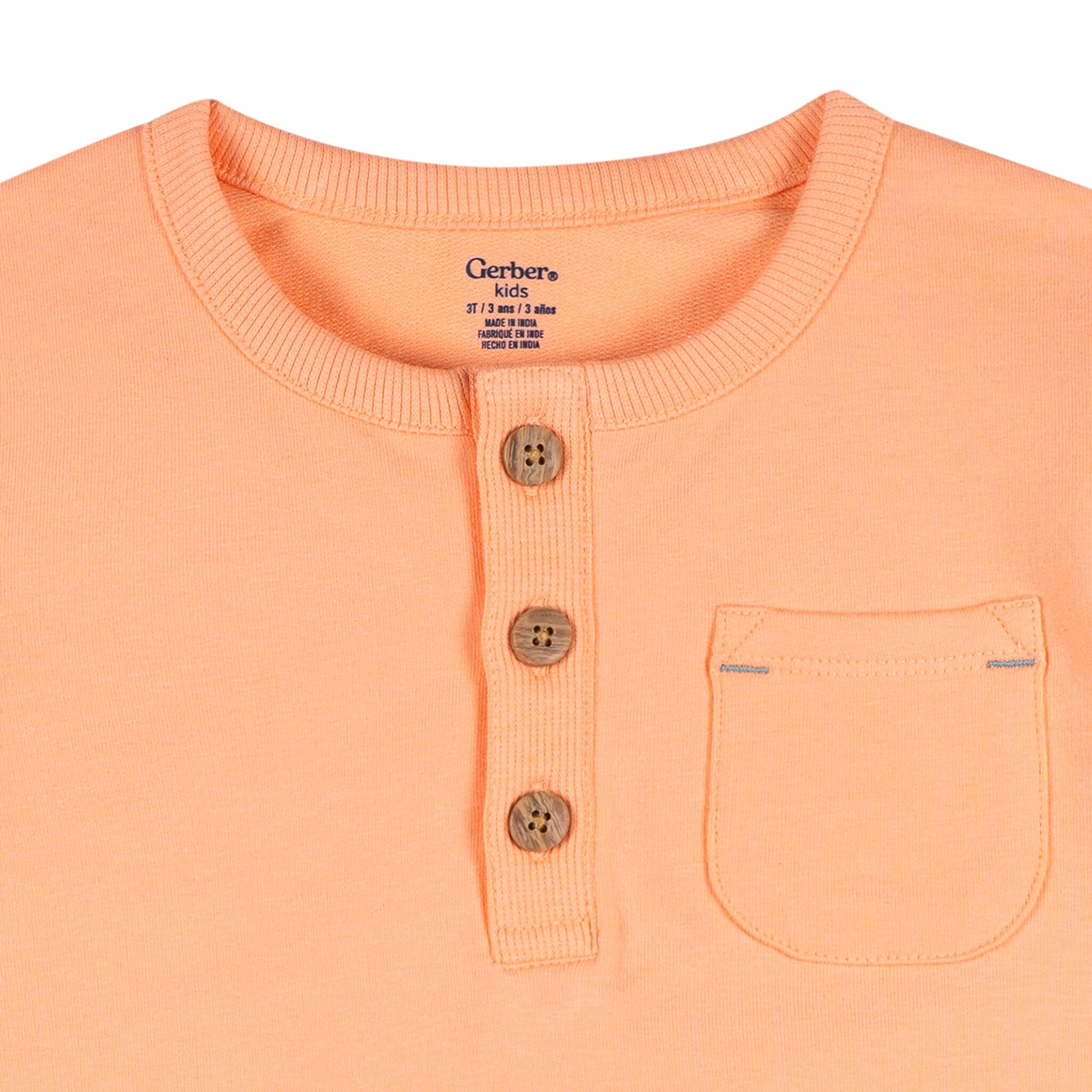 2-Piece Infant & Toddler Boys Peach Lobster Henley Top and Shorts Set - Image 7