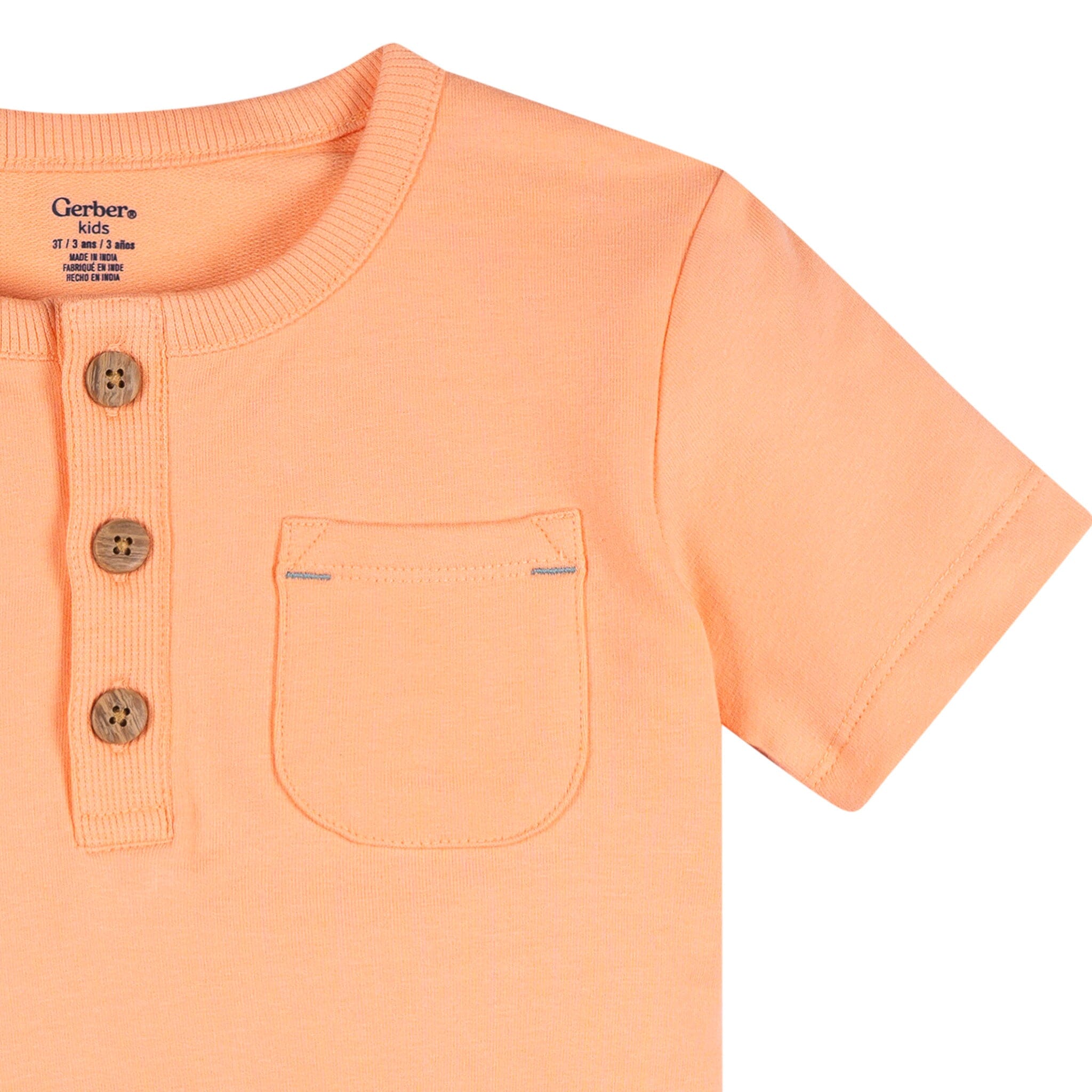 2-Piece Infant & Toddler Boys Peach Lobster Henley Top and Shorts Set - Image 8