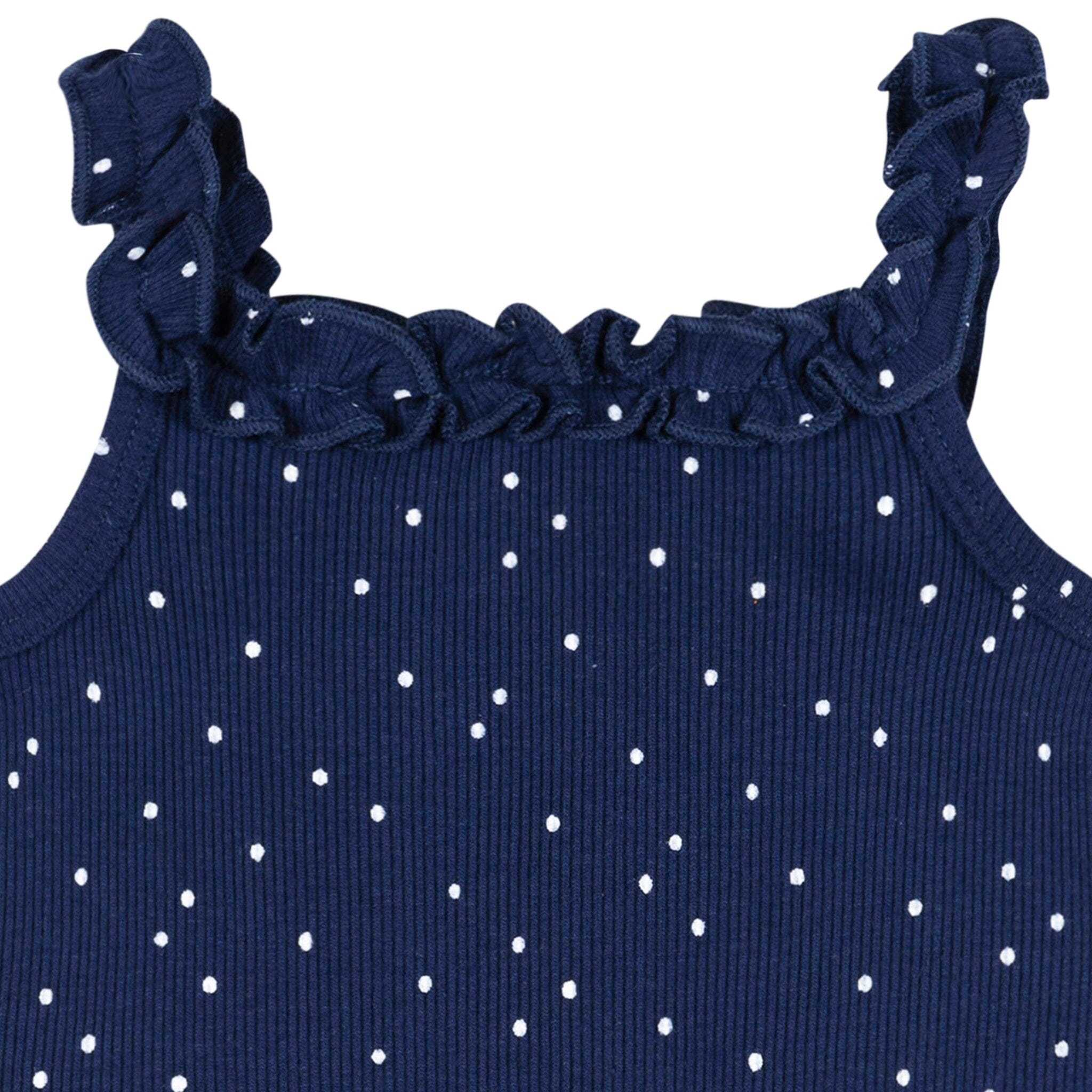 2-Piece Baby Girls Navy Dots Bodysuit & Shorts Set - Image 3