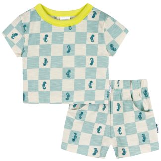 2-Piece Baby & Toddler Boys Teal Seahorse T-Shirt and Shorts Set