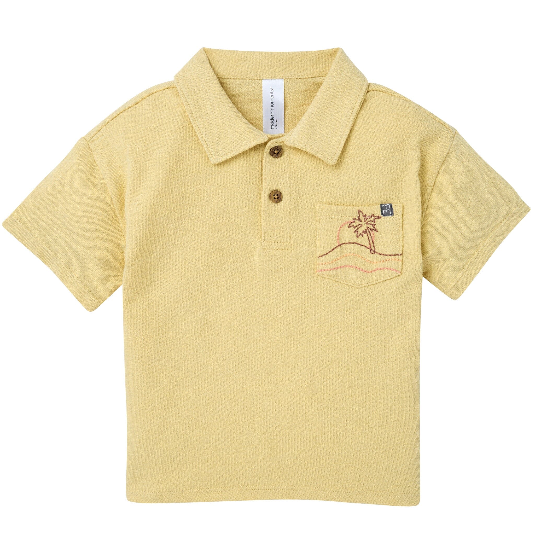 2-Piece Boys Yellow Palm Tree Polo Shirt and Shorts Set - Image 5