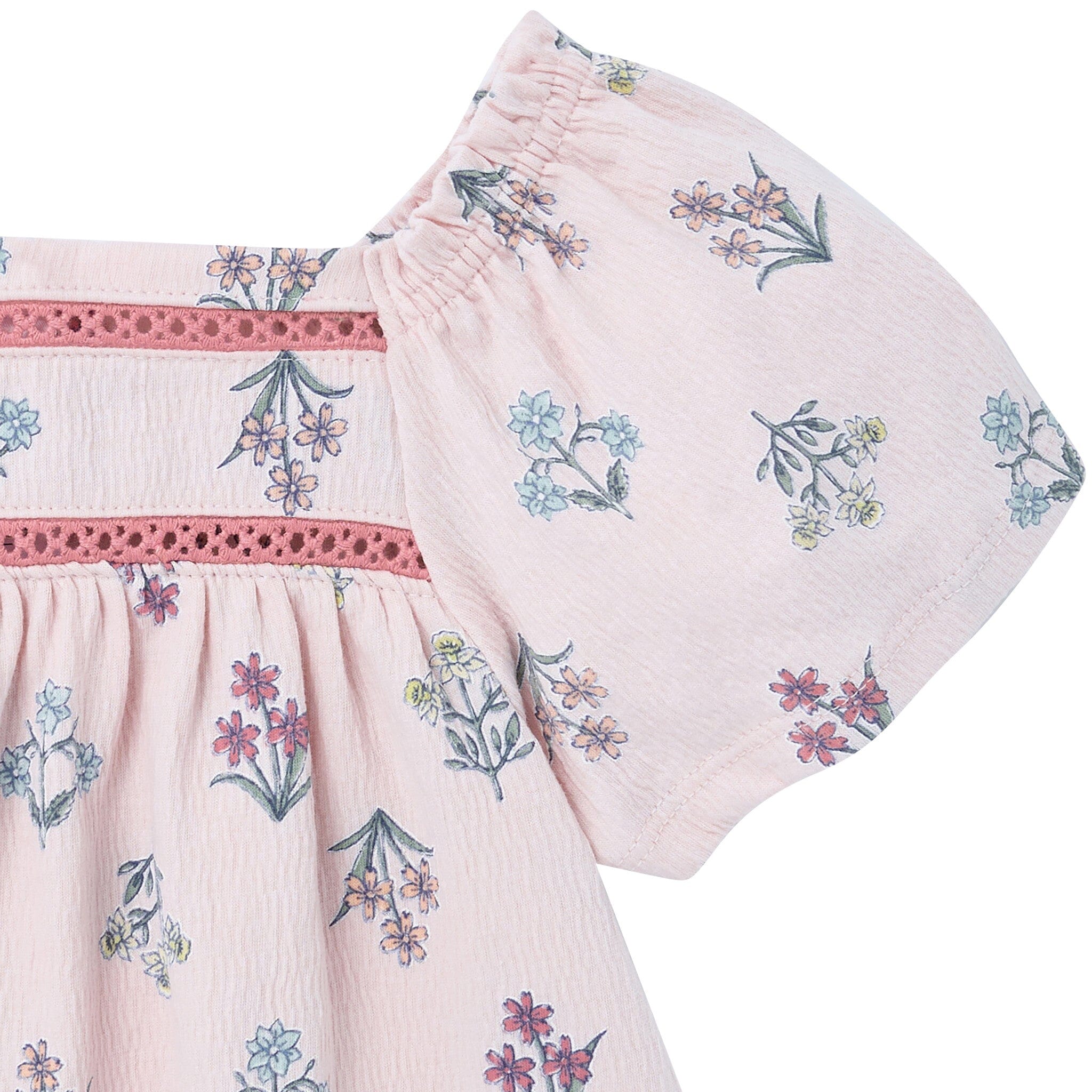 2-Piece Girls Pink Floral Top and Shorts Set - Image 7