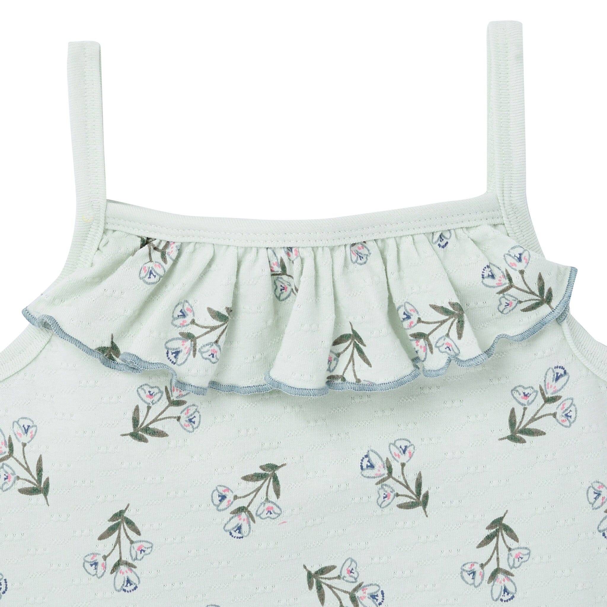 4-Piece Girls Blue Floral Tank Tops & Shorts Set - Image 5