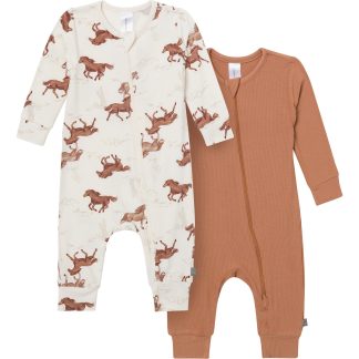 2-Pack Baby Boys Wild Horses Zip Front Viscose Rompers