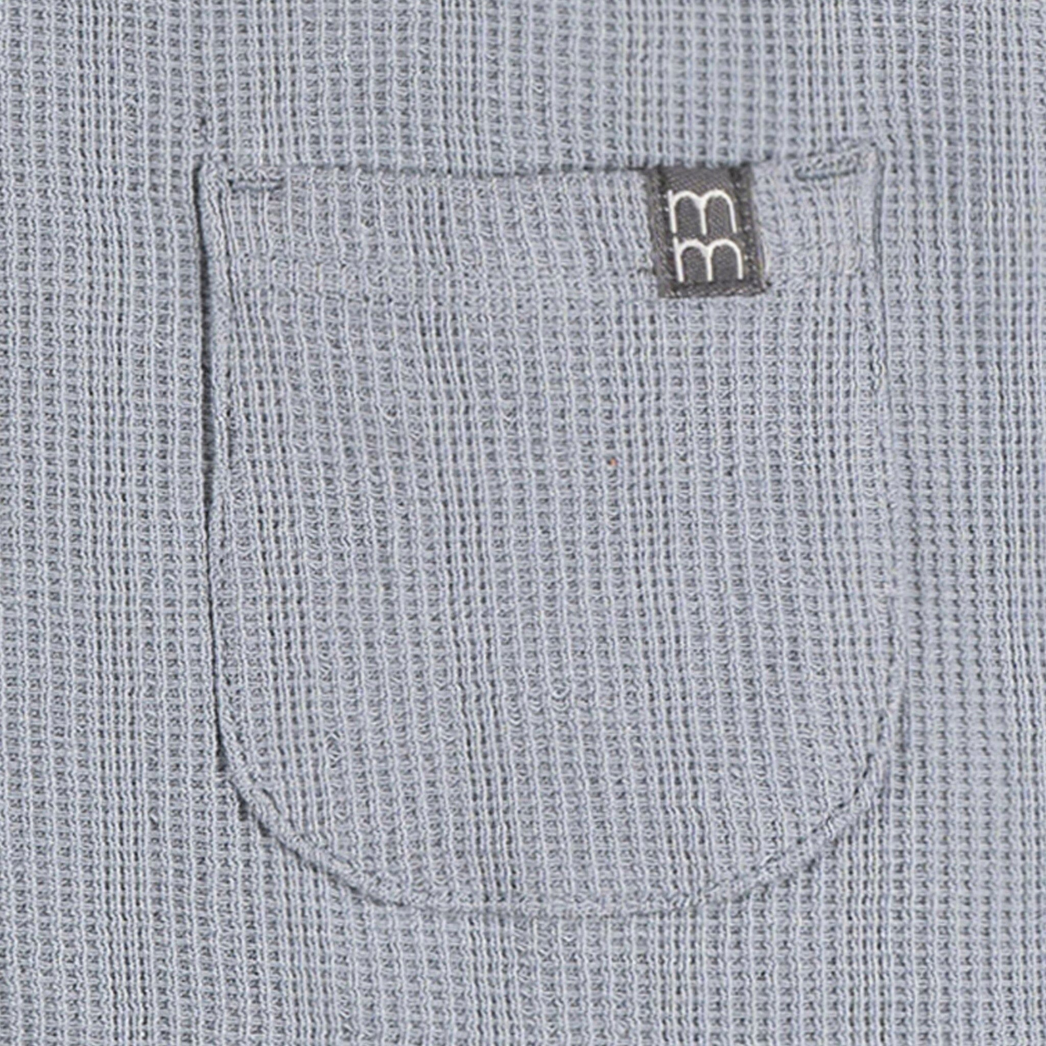 Baby Boys Blue Grey Henley Romper - Image 4