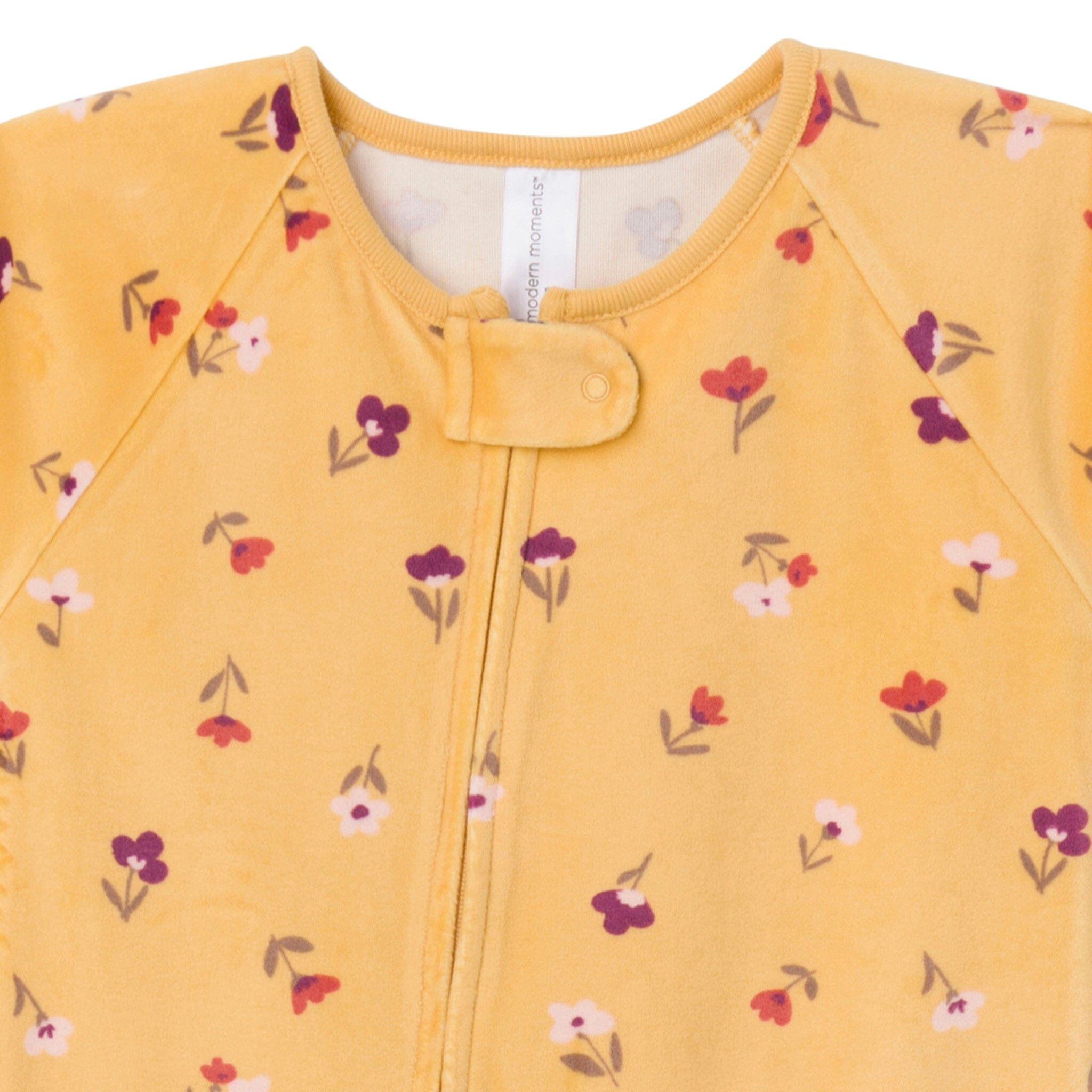 Infant & Toddler Girls Yellow Floral Footed Fleece Pajamas - Image 2
