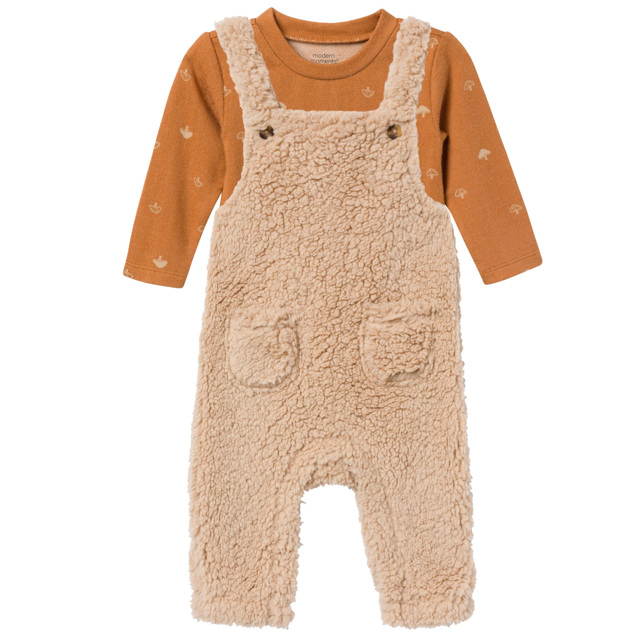 2-Pack Baby Boys Lt Tan Microplush Overall