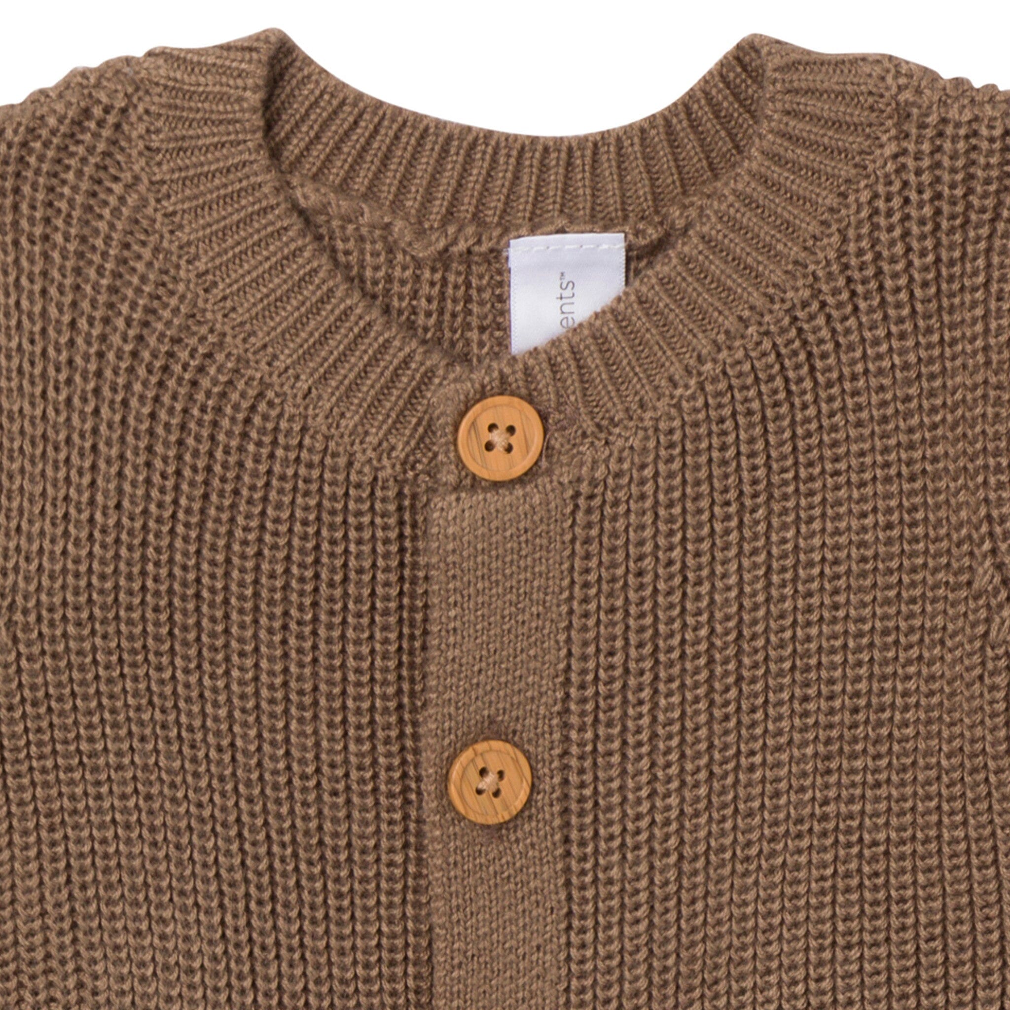 2-Piece Baby Neutral Brown Sweater Romper & Hat Set - Image 7