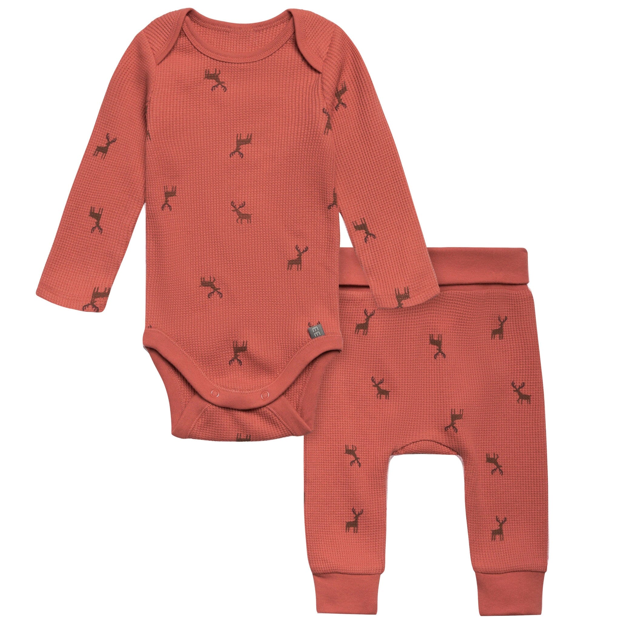 2-Piece Baby Neutral Red Moose Bodysuit and Pant Set