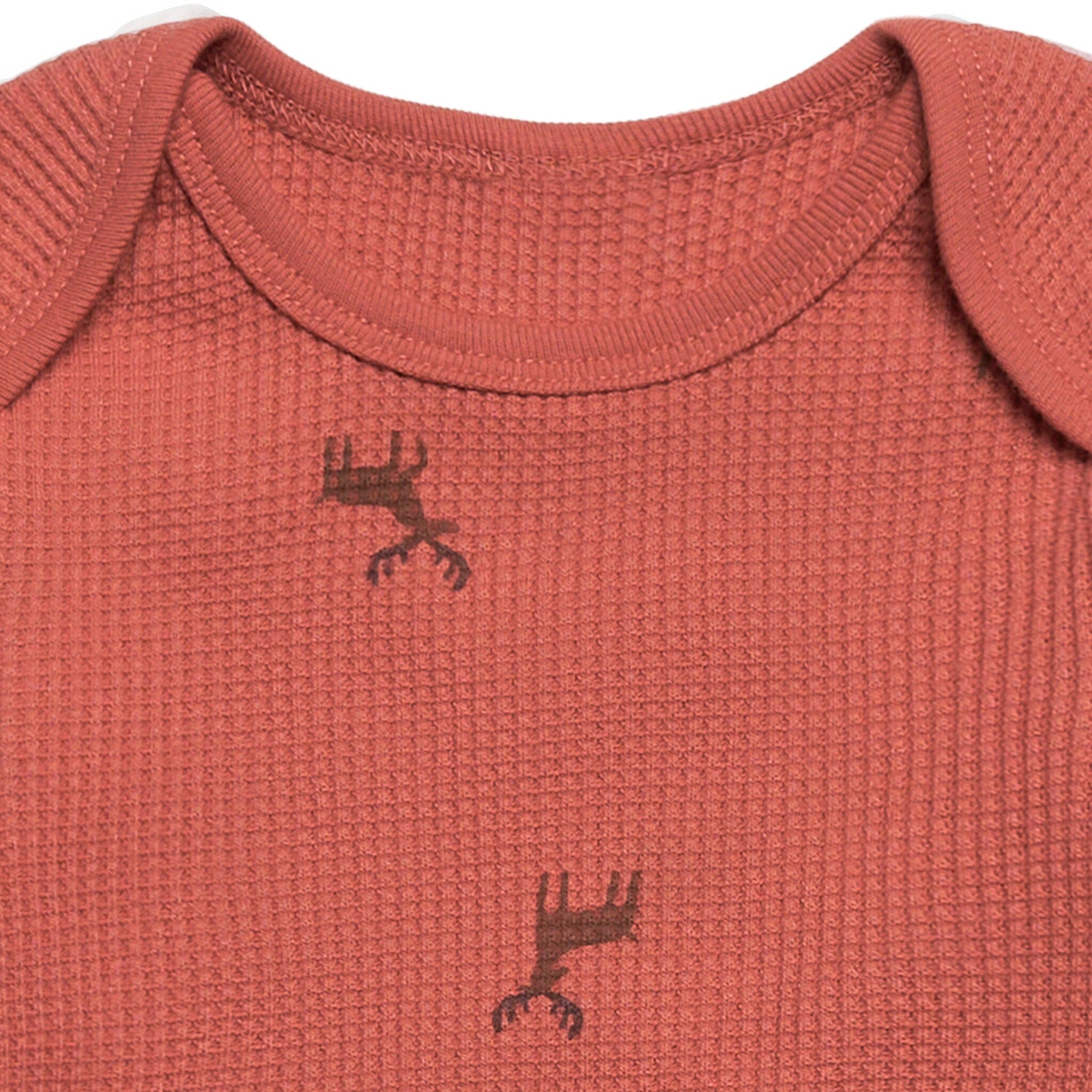 2-Piece Baby Neutral Red Moose Bodysuit and Pant Set - Image 3