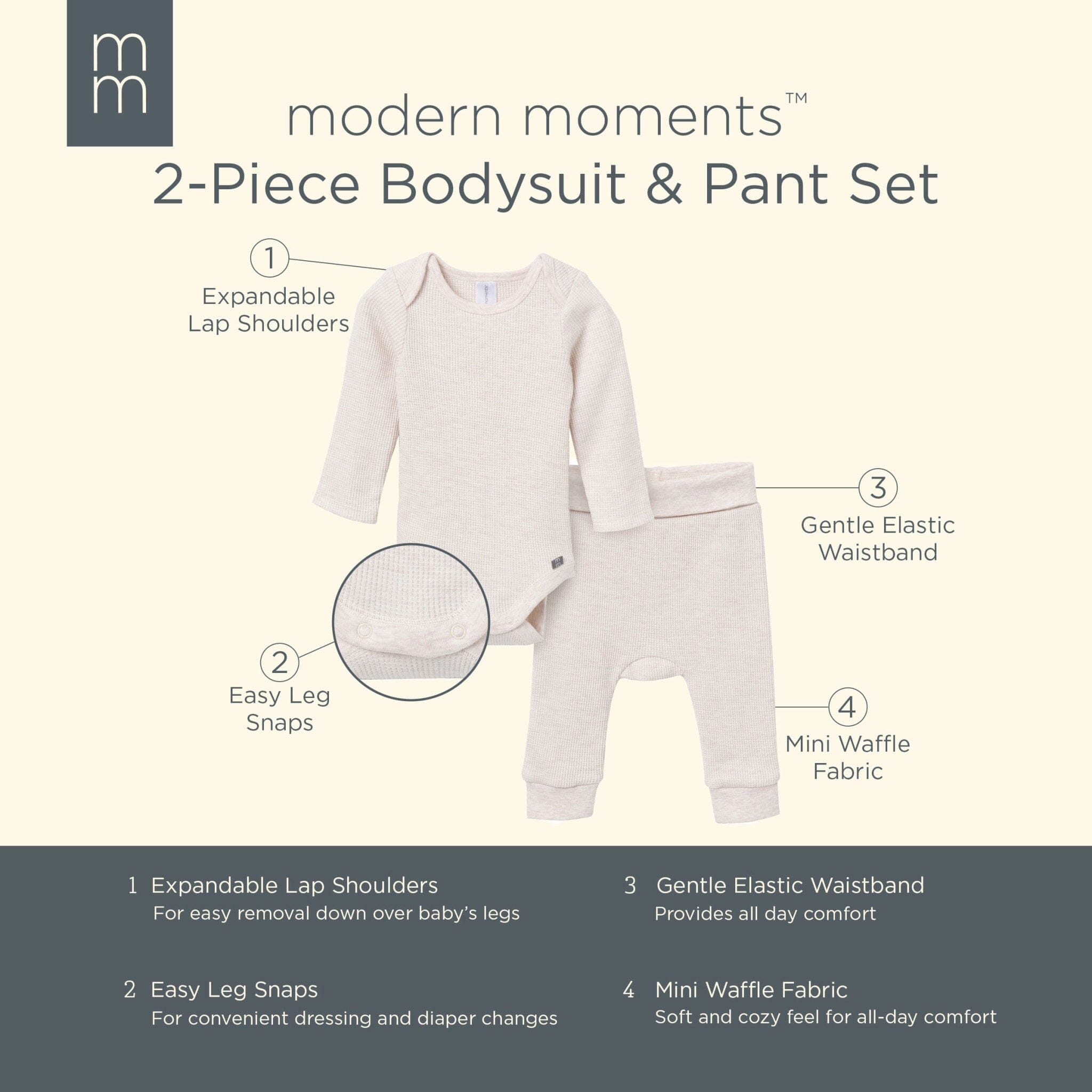 2-Piece Baby Neutral Red Moose Bodysuit and Pant Set - Image 7