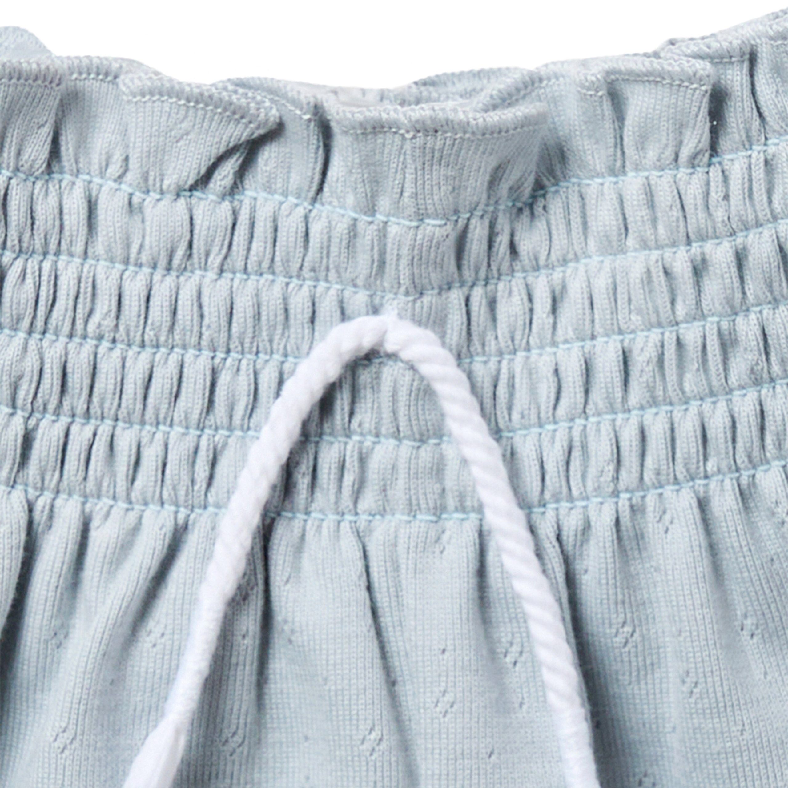 2-Pack Infant & Toddler Girls Light Beige and Blue Smocked Wide Leg Shorts - Image 4