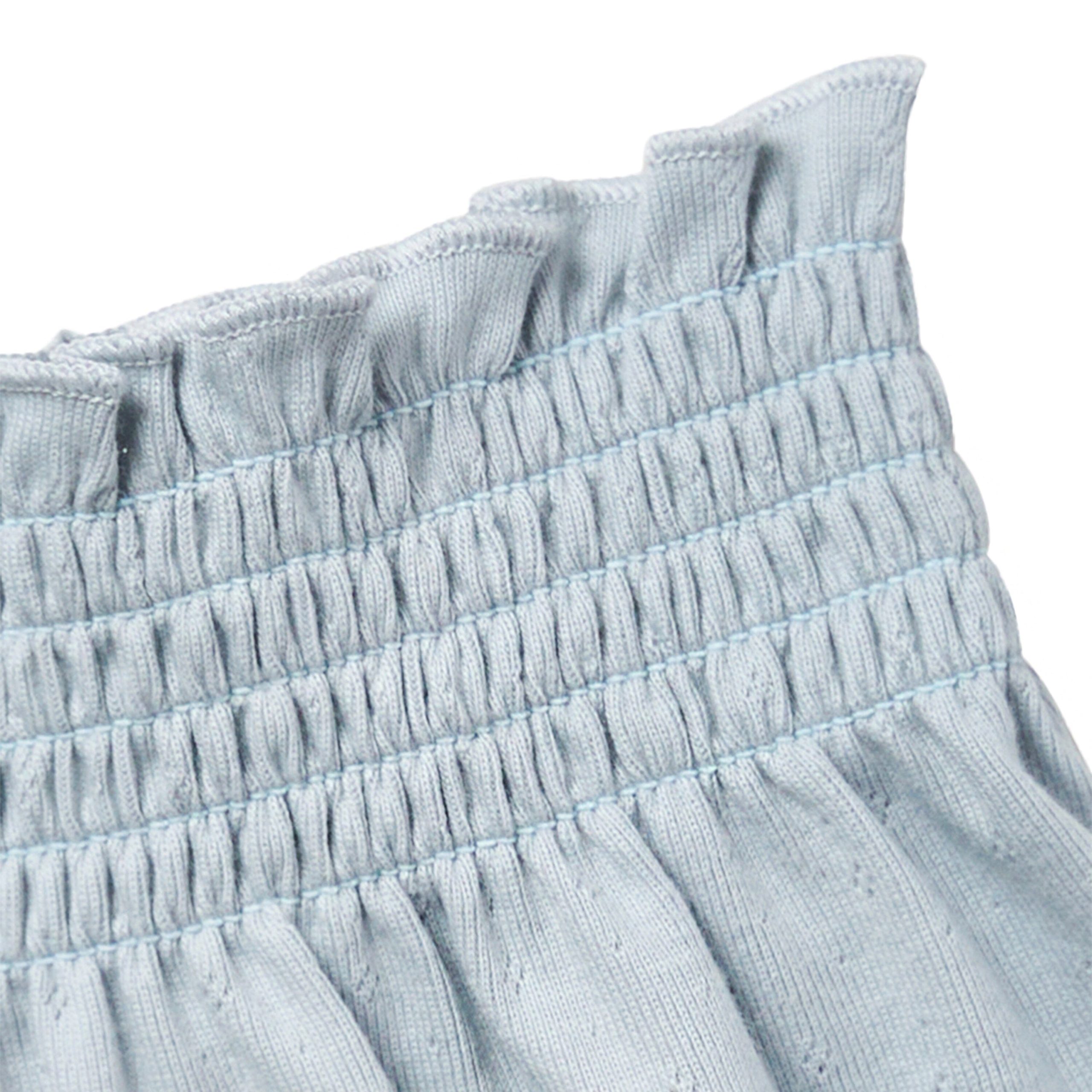 2-Pack Infant & Toddler Girls Light Beige and Blue Smocked Wide Leg Shorts - Image 5