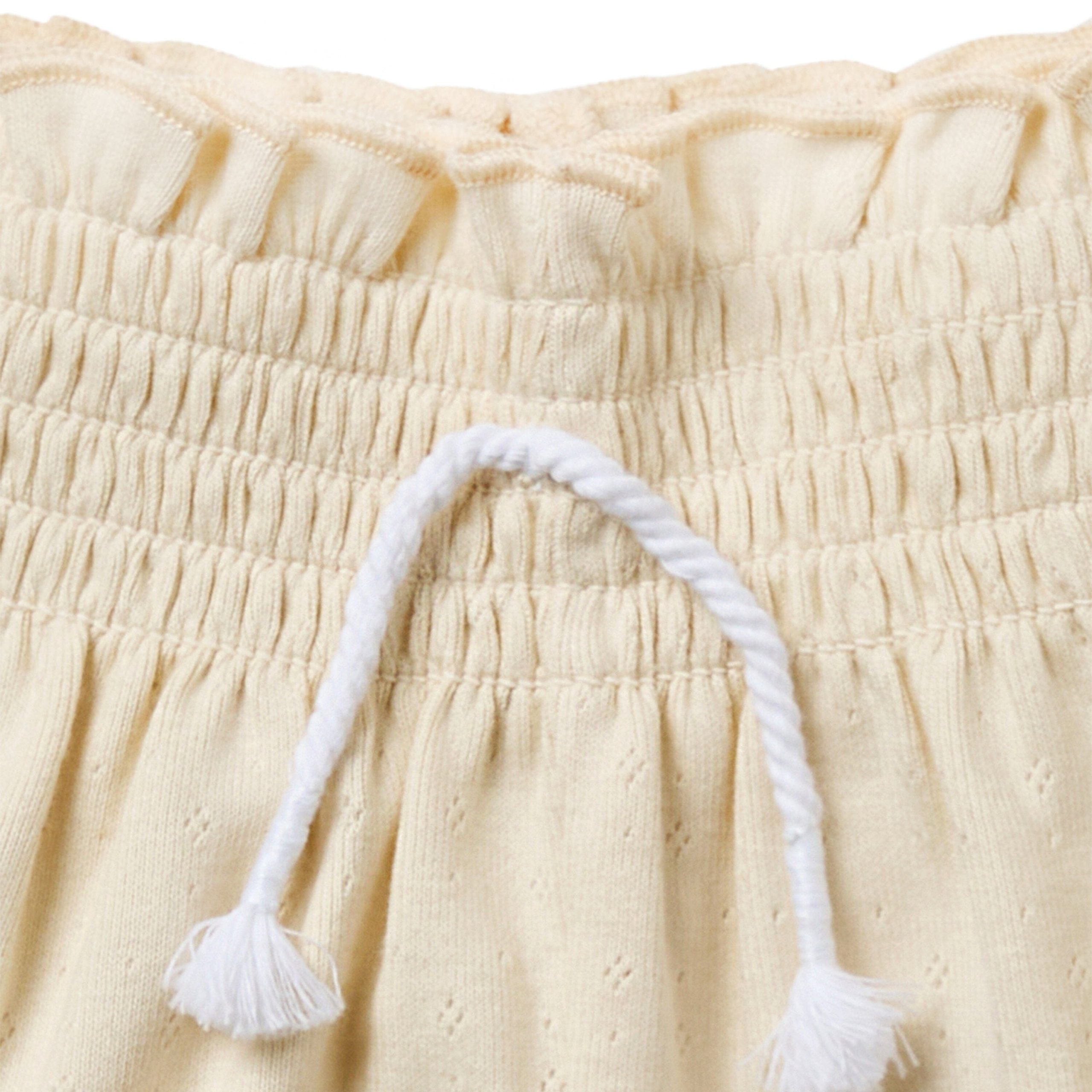 2-Pack Infant & Toddler Girls Light Beige and Blue Smocked Wide Leg Shorts - Image 8