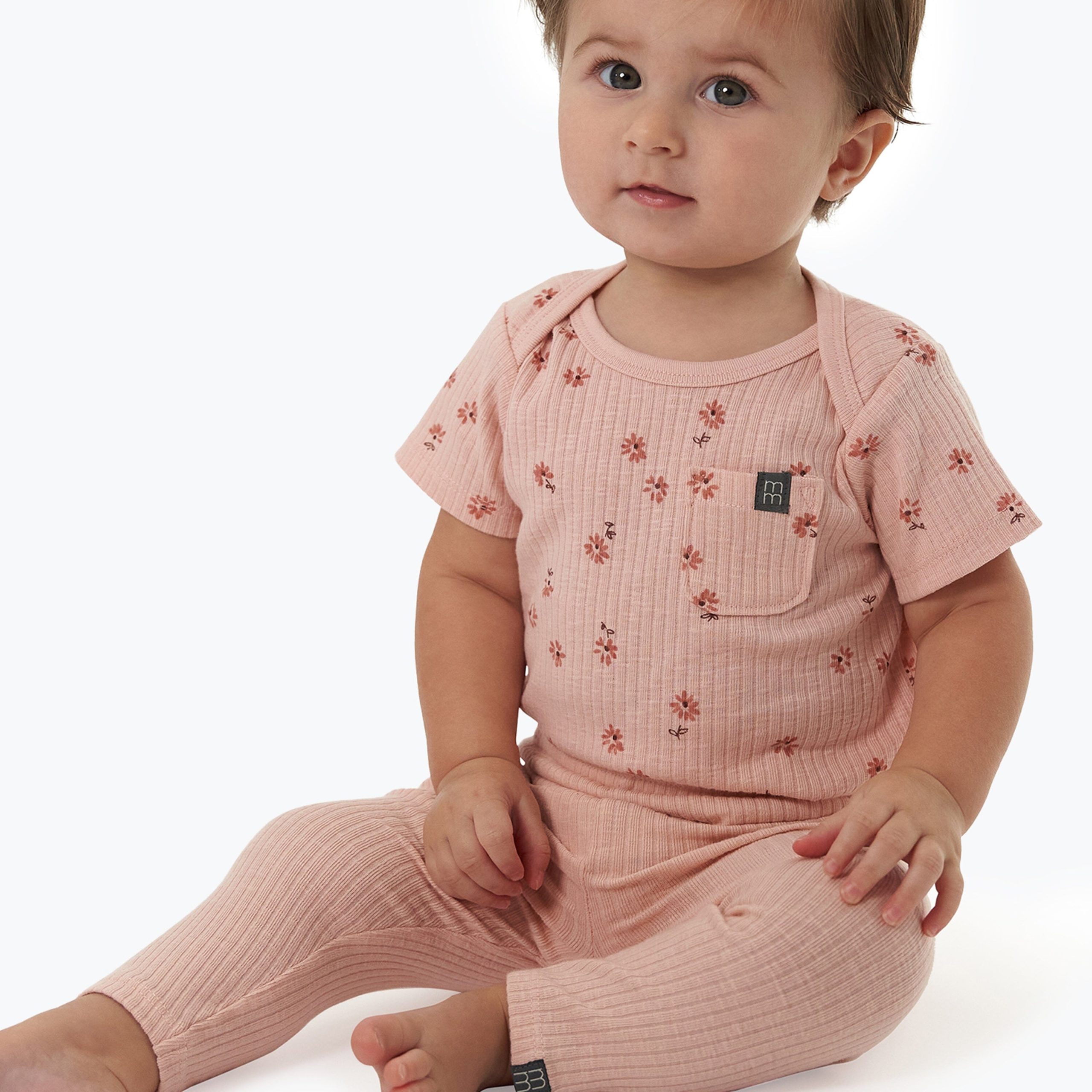 2-Piece Baby Girls Rose Flower Short Sleeve Bodysuit & Pants Set - Image 2
