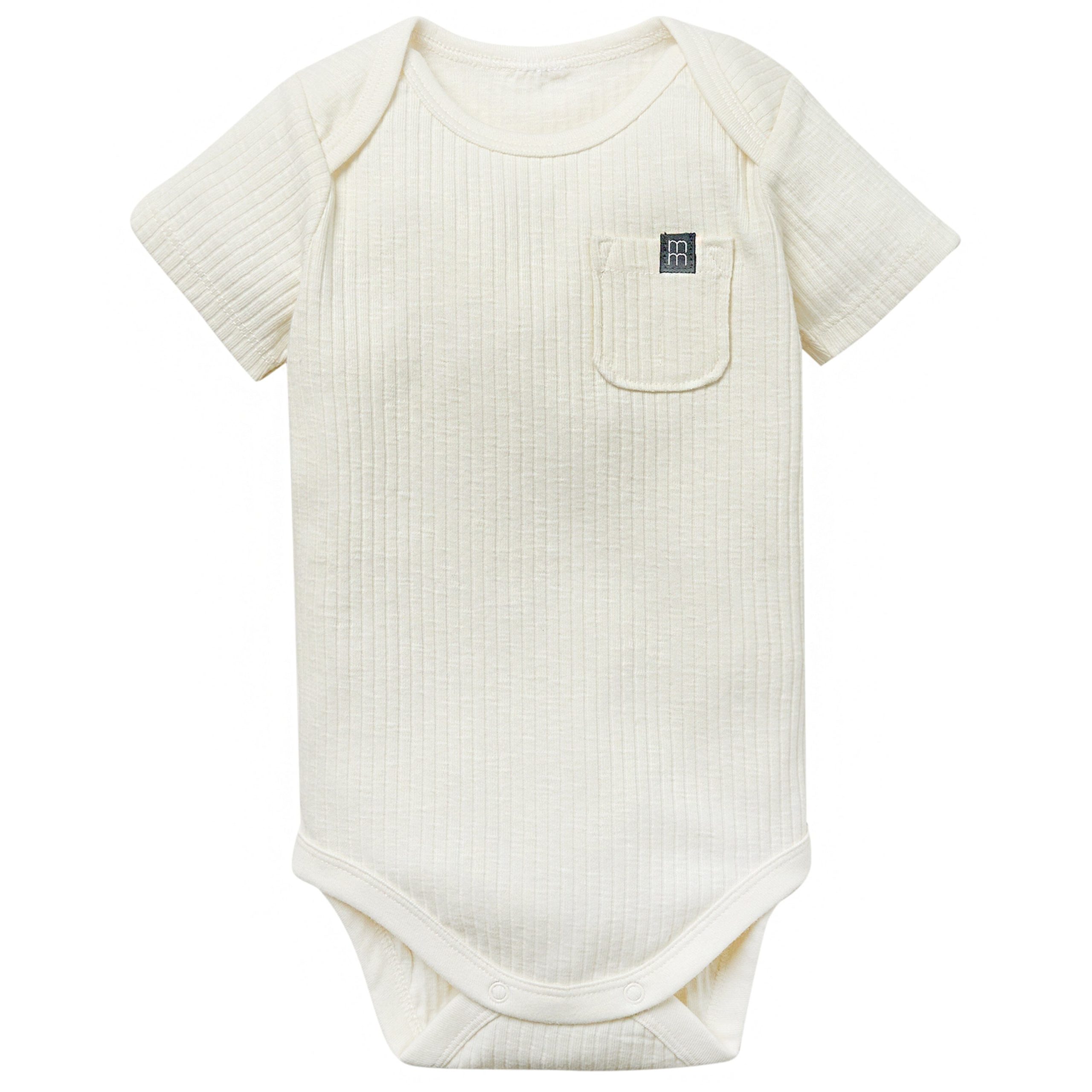 2-Piece Baby Neutral Ivory Stripe Short Sleeve Bodysuit & Pants Set - Image 2