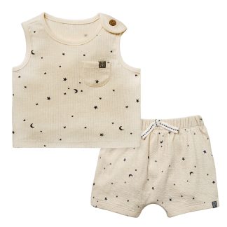 2-Piece Baby Neutral Moon and Stars Tank Top & Harem Shorts Set