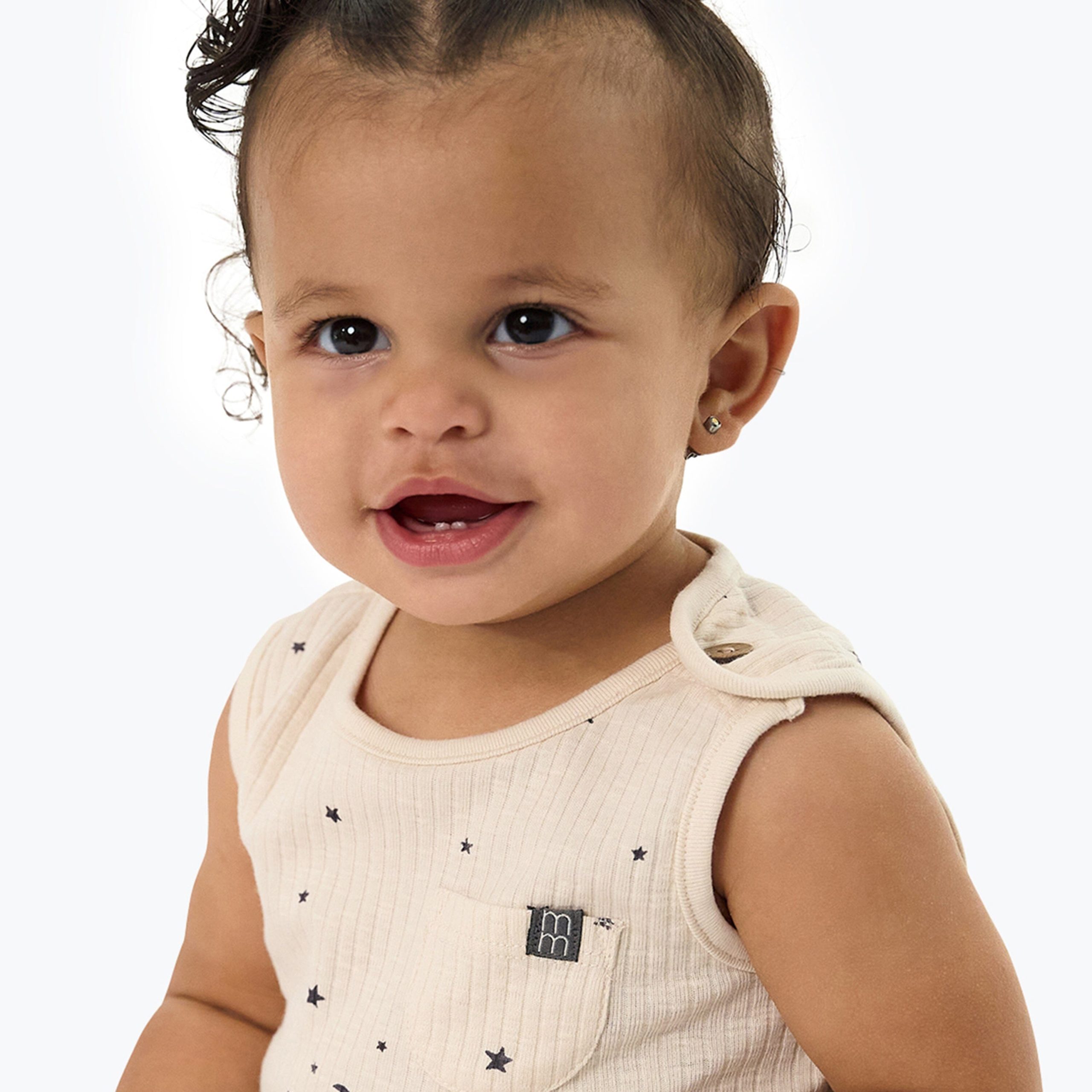2-Piece Baby Neutral Moon and Stars Tank Top & Harem Shorts Set - Image 3