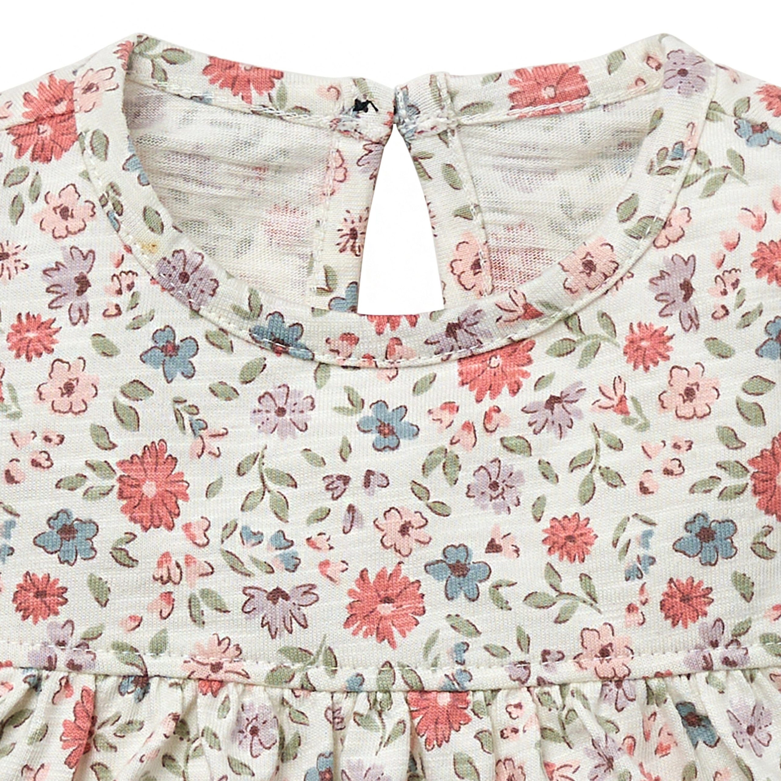 2-Piece Baby Girls Vanilla Garden Ruffled Sleeve Top & Cuffed Shorts Set - Image 3
