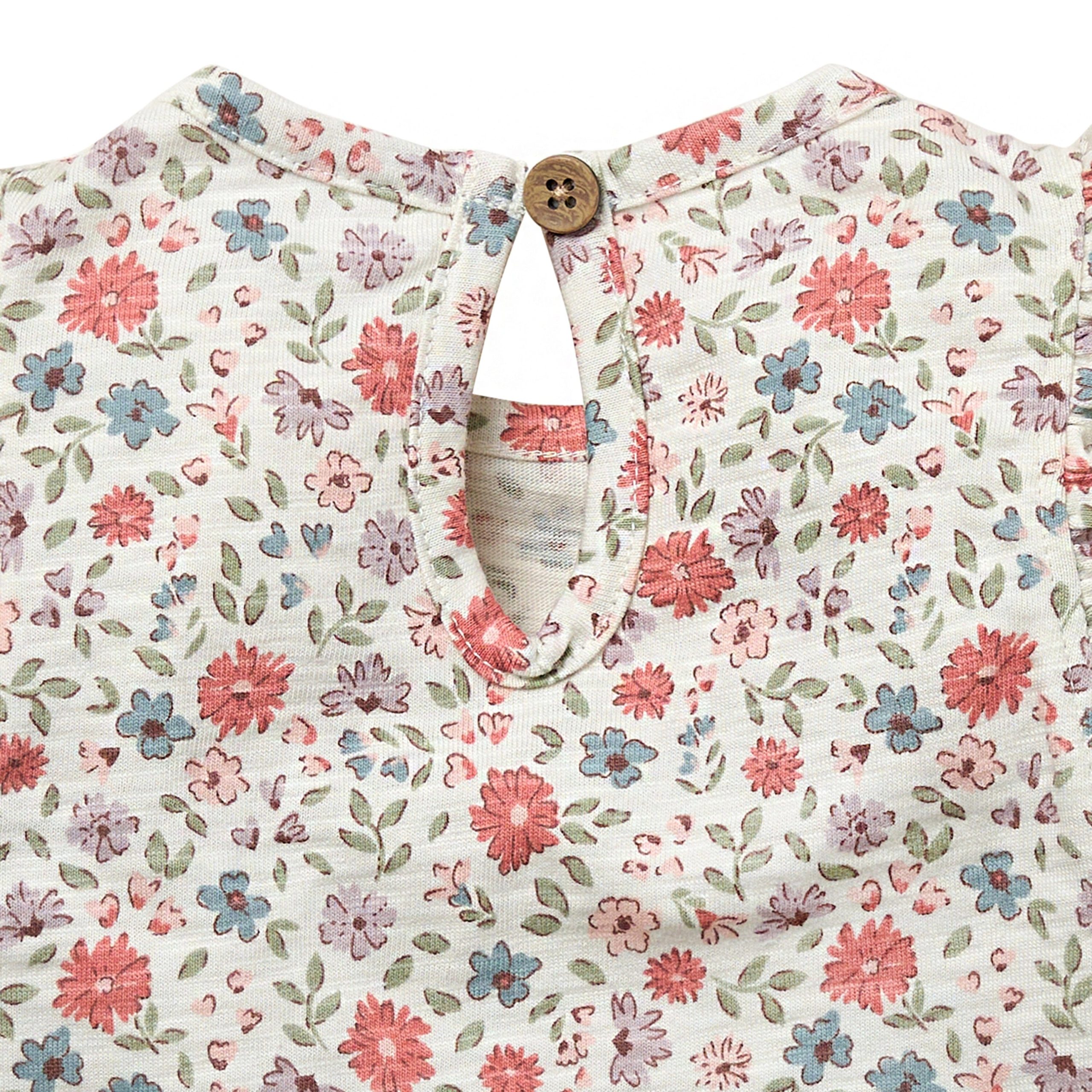 2-Piece Baby Girls Vanilla Garden Ruffled Sleeve Top & Cuffed Shorts Set - Image 7